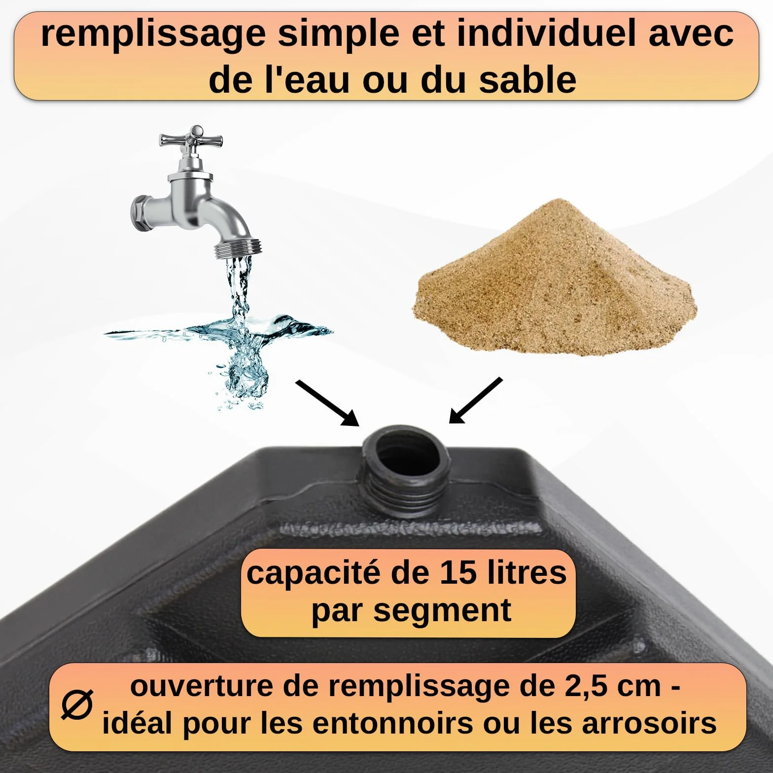 Montafox Lestage pour parasols Dalles de Parasol Pied en Croix Noir 60 litres / 100 kg