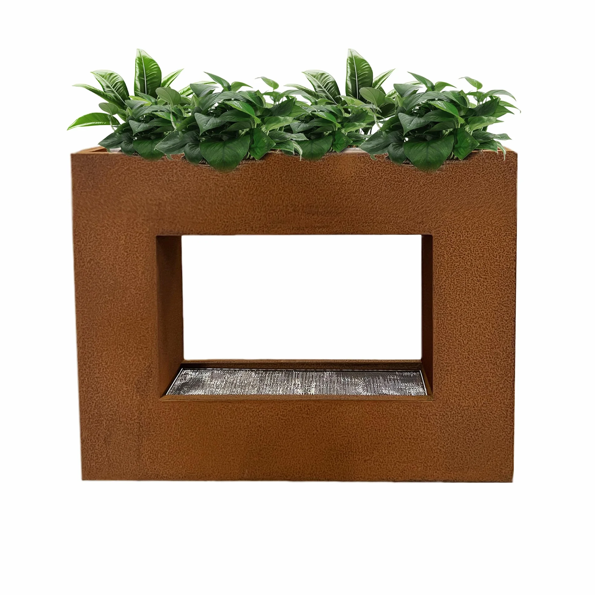 KÖHKO® Rideau d'eau plantable LED 60 cm acier Corten jardinière acier inoxydable Cascade Fontaine d'intérieur