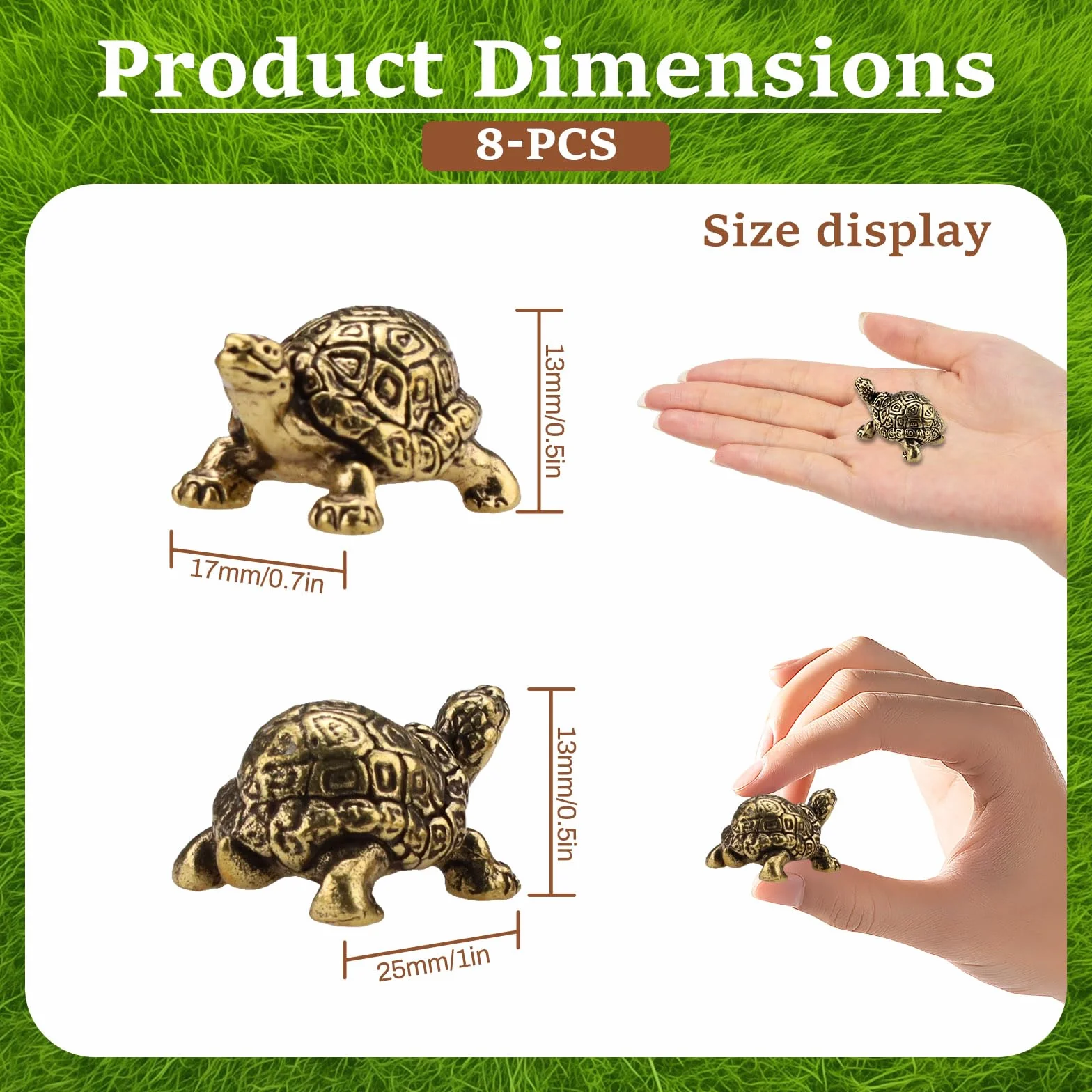 Lot de 8 mini disques en cuivre tortue en laiton pour bain d'oiseaux 22,7 g