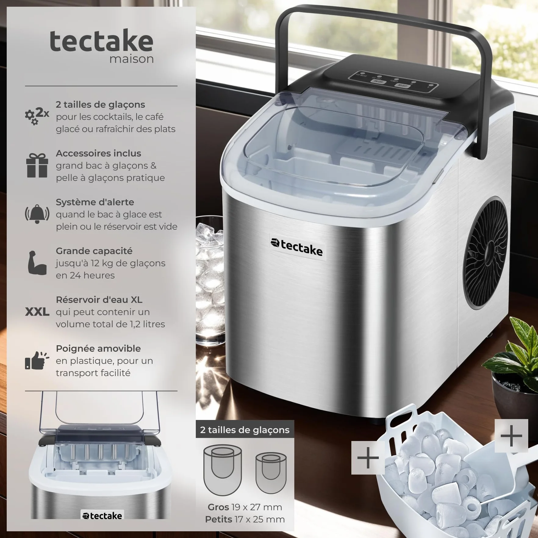 Machine à glaçons Silencieuse 9 glaçons par cycle 6-13 minutes Écran tactile Ice Maker