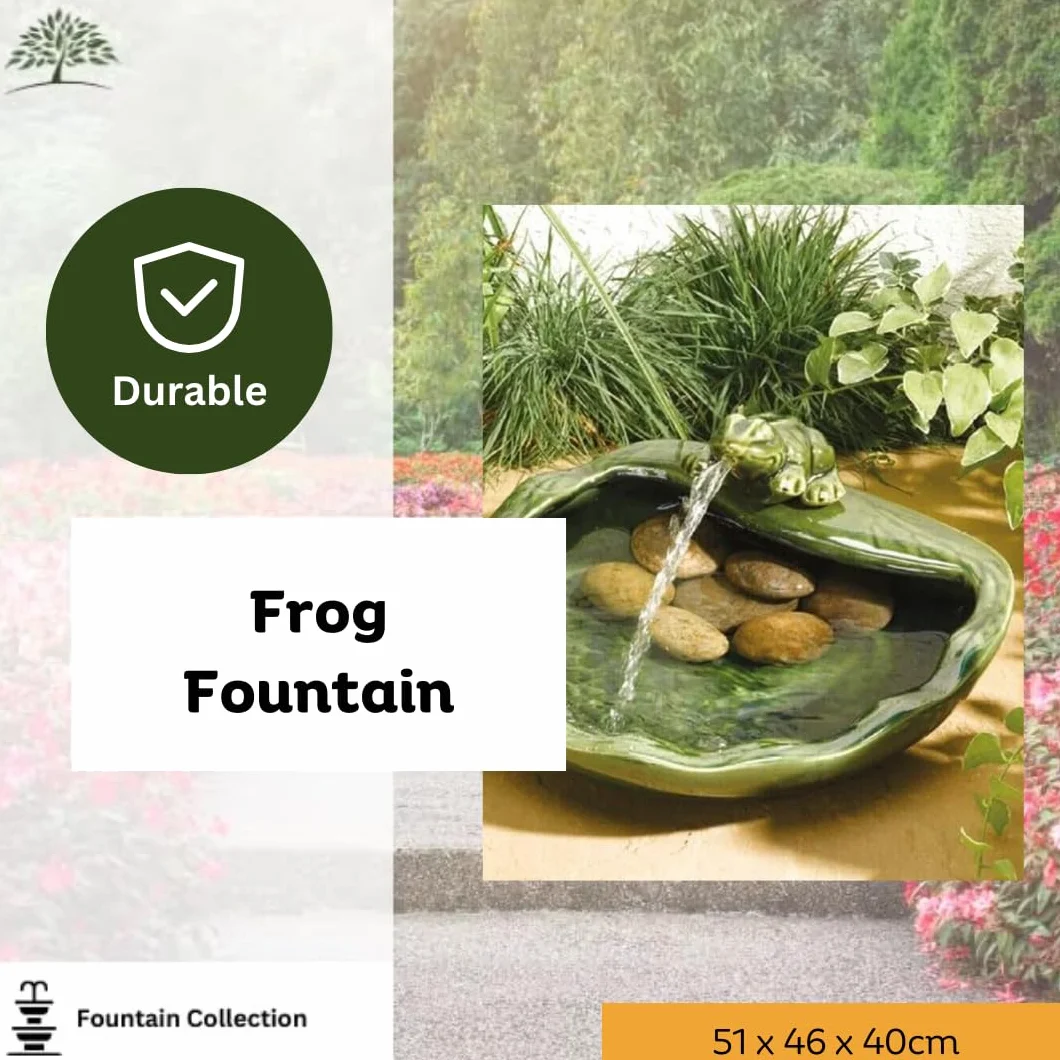 Fontaine à eau solaire en forme de grenouille pour jardin extérieur en résine recyclée