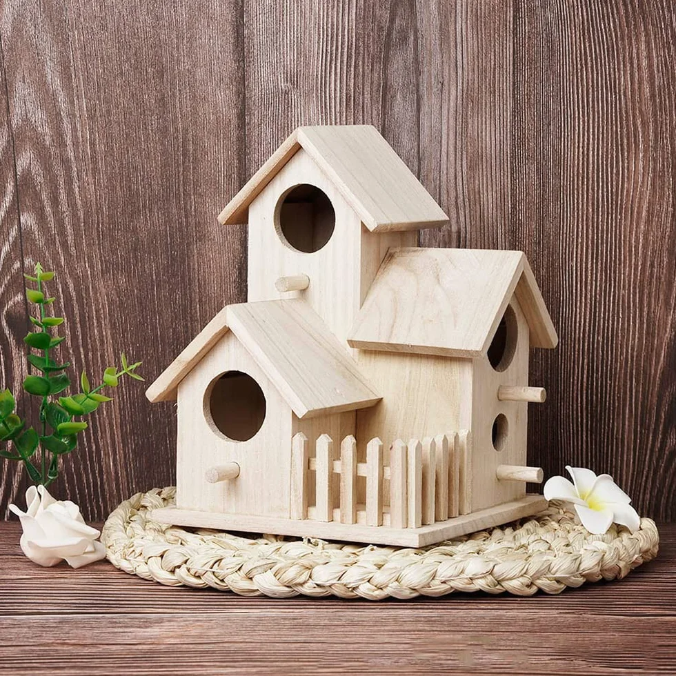 Nichoir Oiseaux Exterieur Original en Bois pour Mésange Bleue Suspendre Jardin
