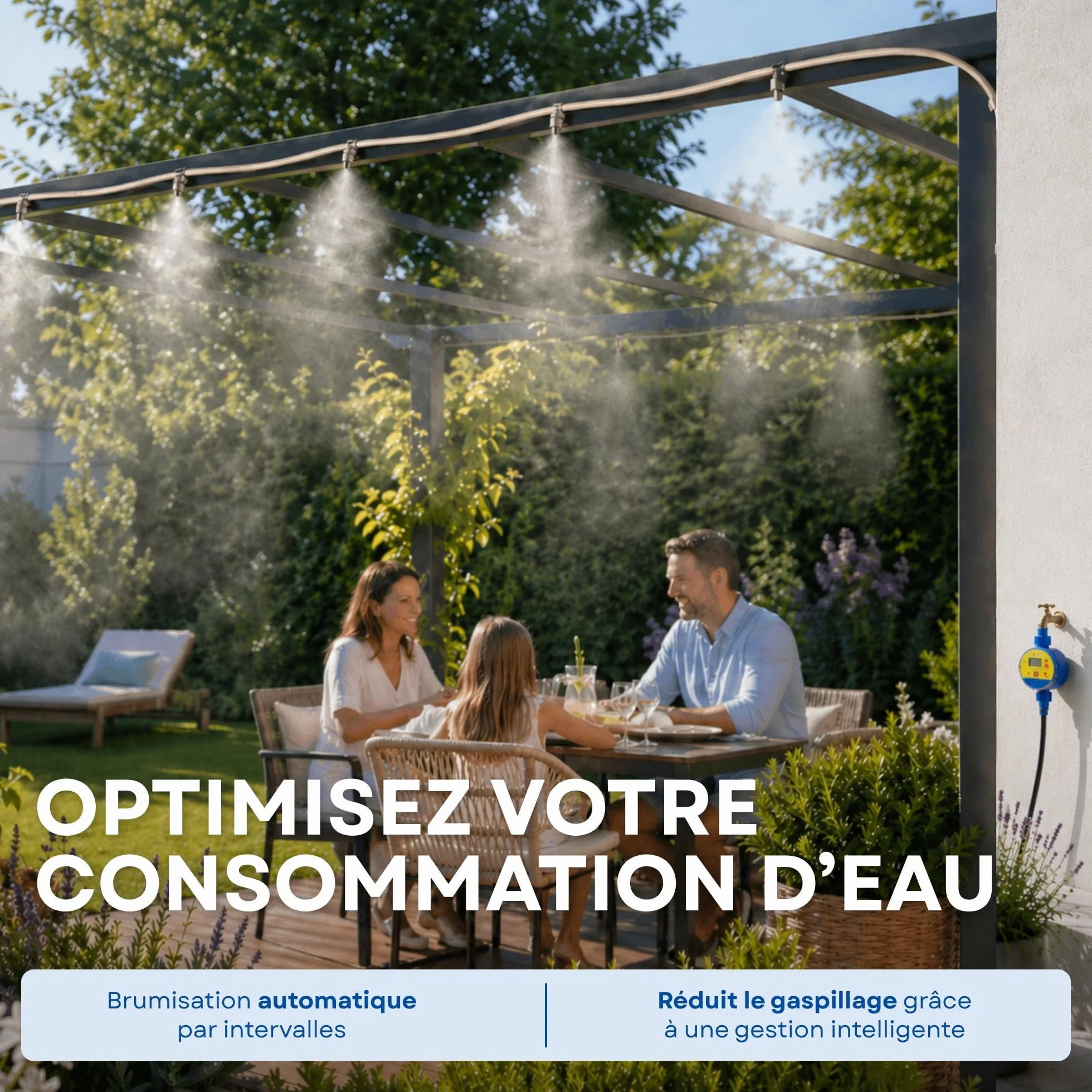 O’Fresh Temporisateur Brumisateur Terrasse Programmateur d'Eau Automatique à la Seconde Économie d'Eau Conçu en France