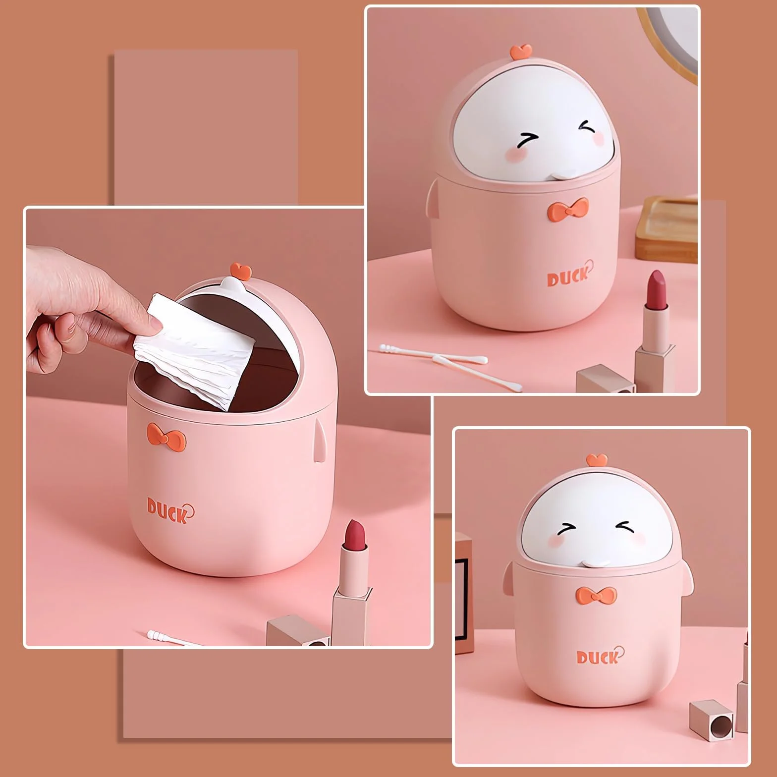 Mini Poubelle avec Couvercle, Mignon Poubelle de Bureau en Dessin Animé, Mini Poubelle de Table