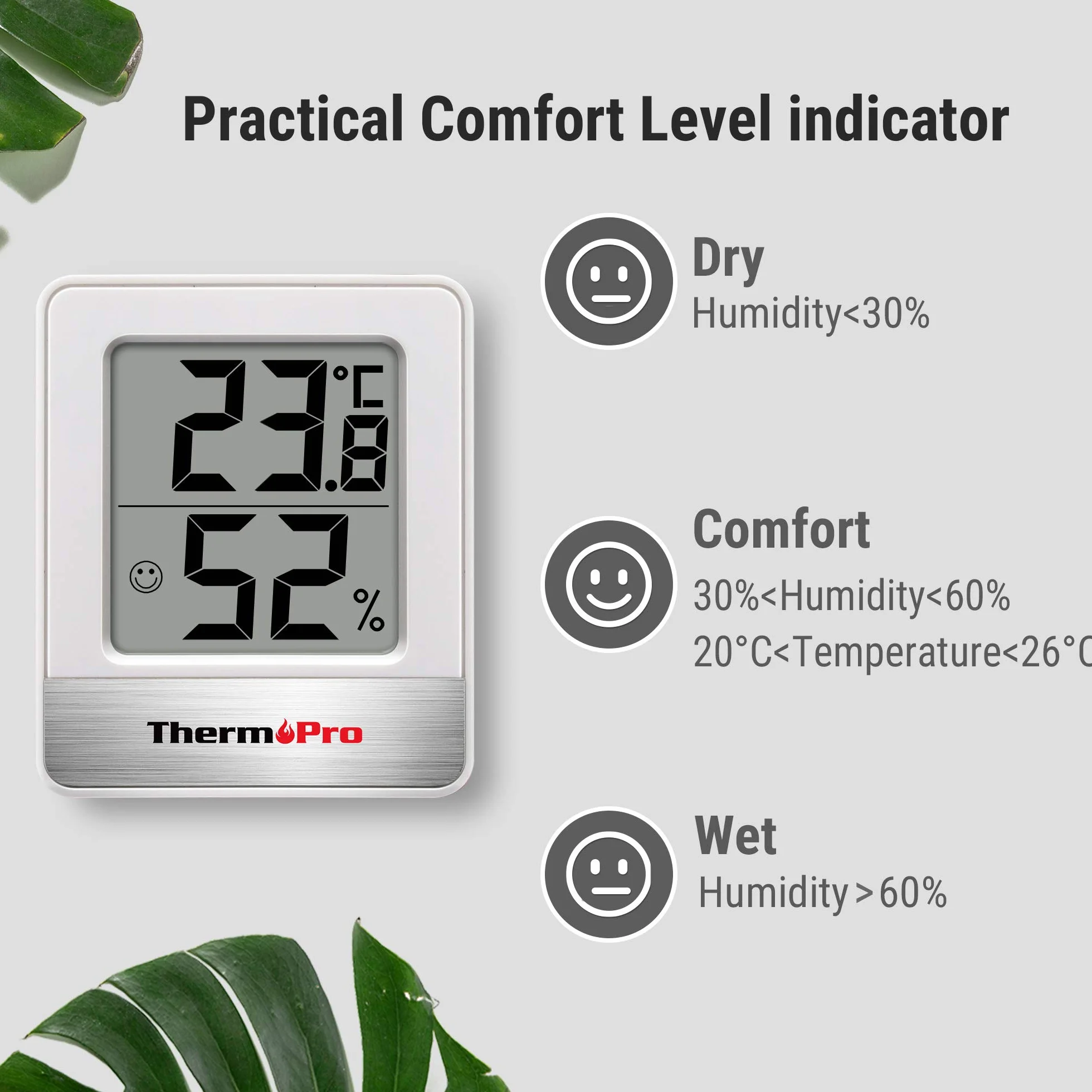 ThermoPro TP49 Petit Hygromètre Numérique Thermomètre Intérieur Moniteur Température Humidimètre