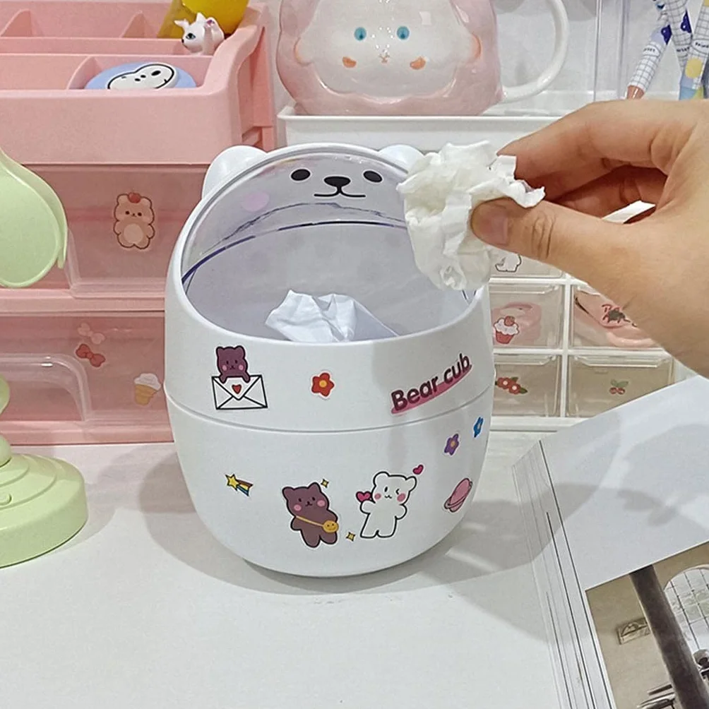 LOVIVER Mini Poubelle avec Couvercle Blanche Bureau Maison Chambre