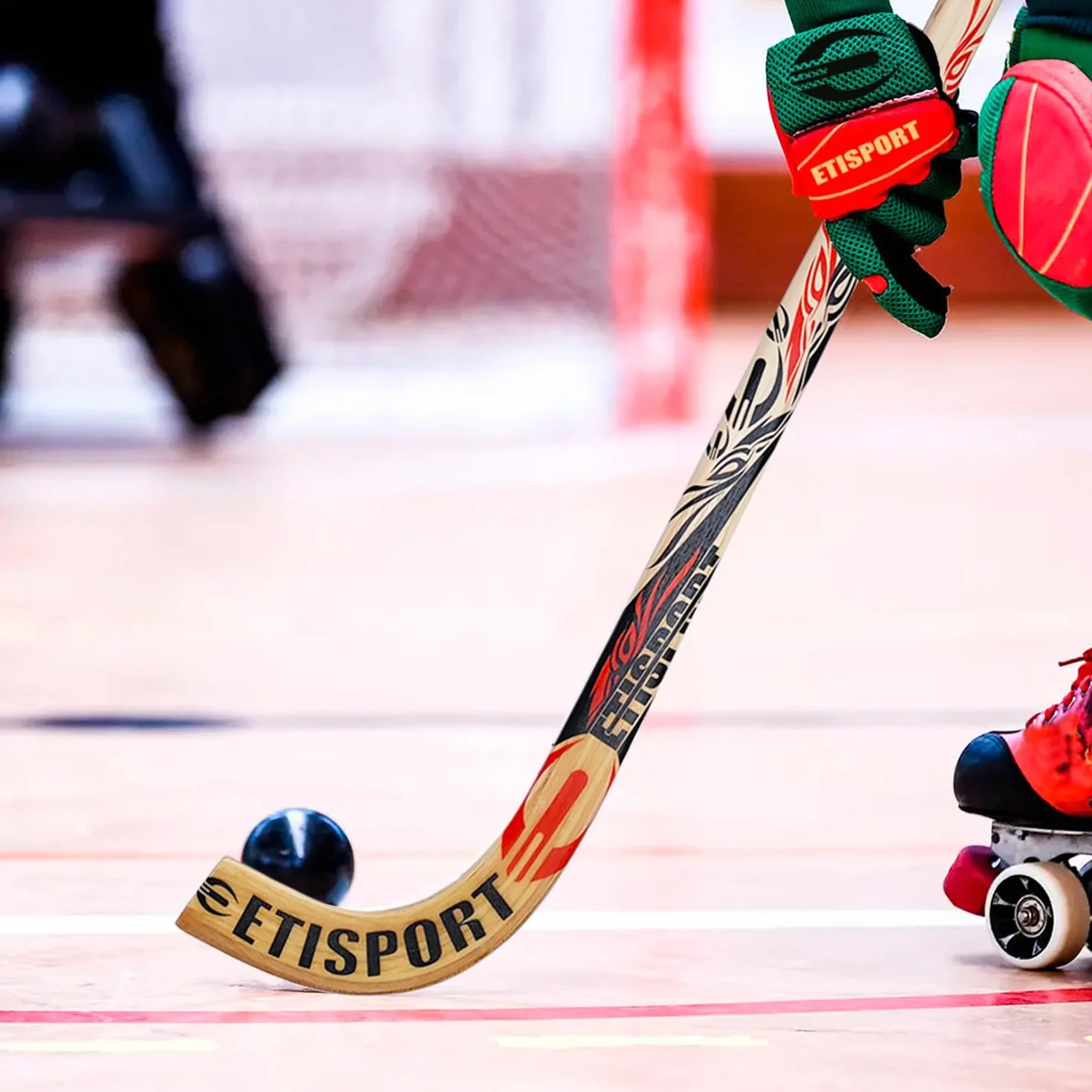 Professionnelle Crosse Rink Hockey Fury Hard Rigide Poids Moyen-élevé Manche Hickory Plus épais Palette laminée Fibre extérieure
