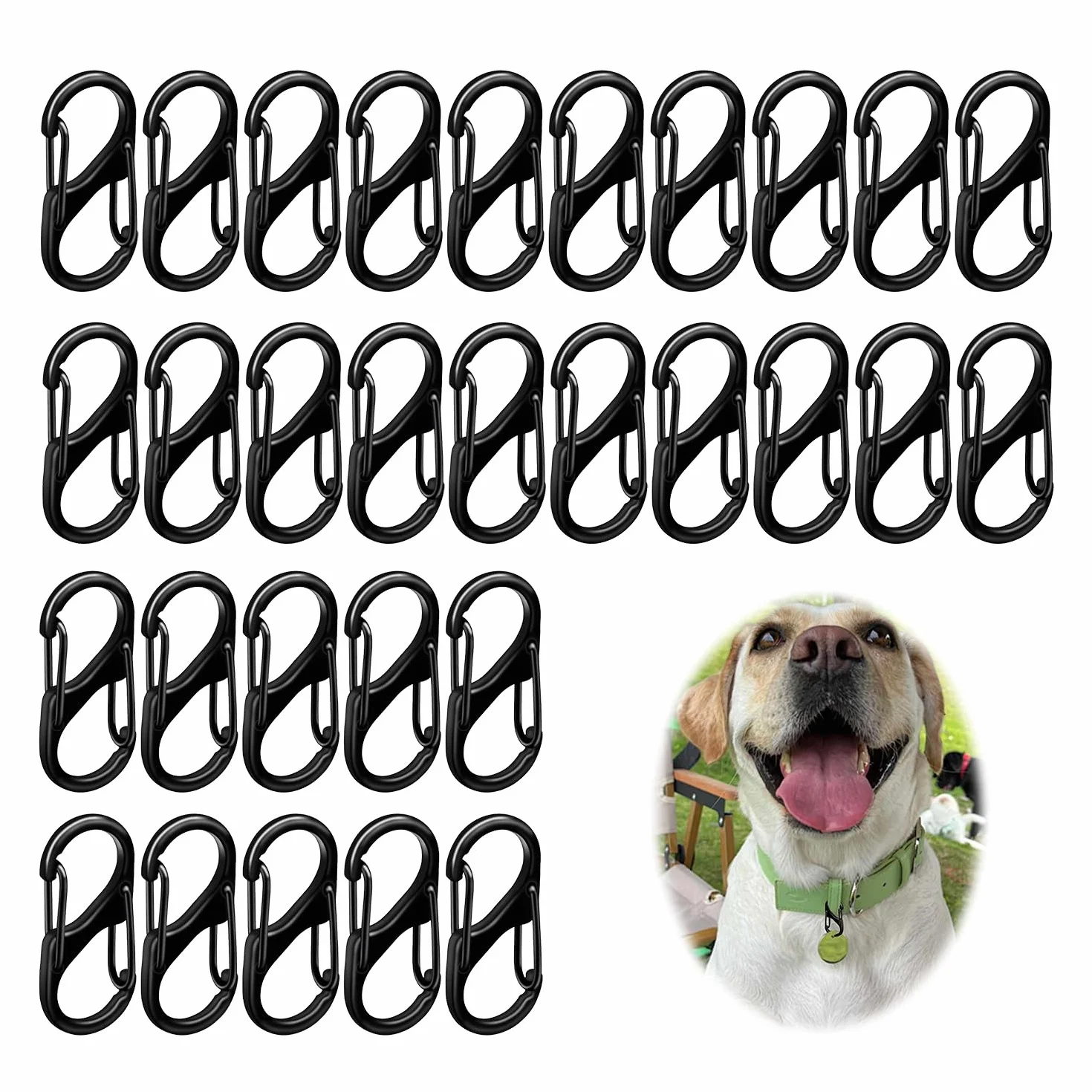 Mousquetons à Double Ressort 30 Pièces Porte-clés Clip Boucle Crochet en S pour Extérieur Camping Randonnée