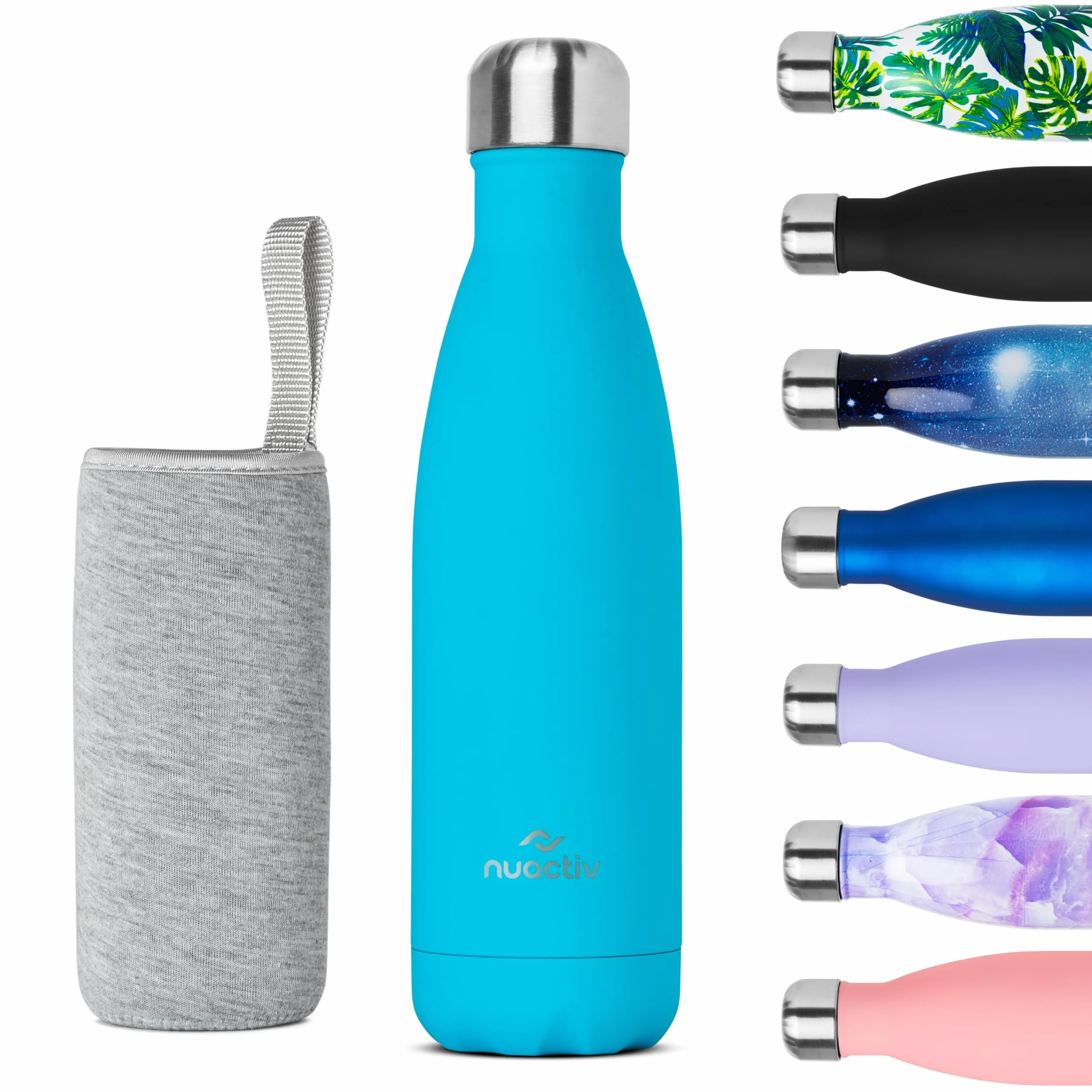 Nuactiv Bouteille Isotherme 500ml en Acier Inox – Garde 24h Froid & 12h Chaud – Gourde Double Paroi Sans BPA Étanche Réutilisable pour Voyage, Randonnée, École, Sport, Fitness & Usage Quotidien