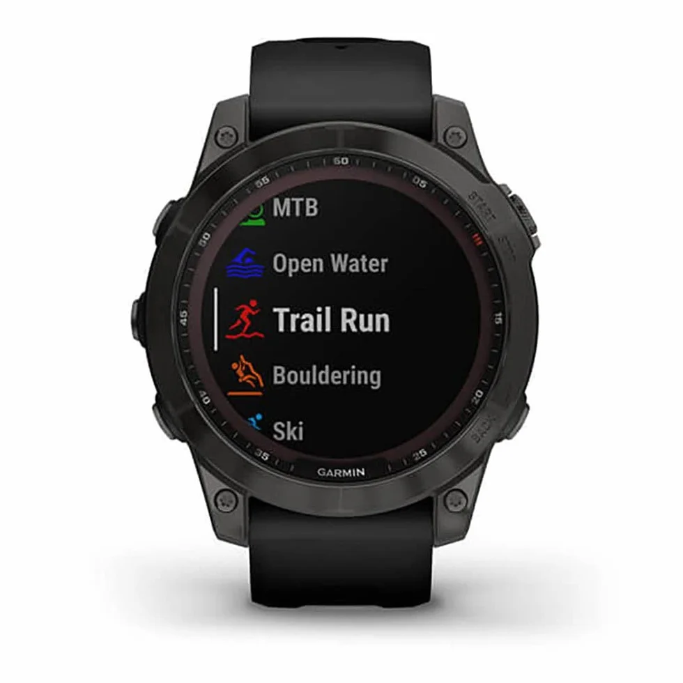 Garmin Fenix 7 Sapphire Solar Noir DLC-Titanium Bracelet Silicone Remis à neuf