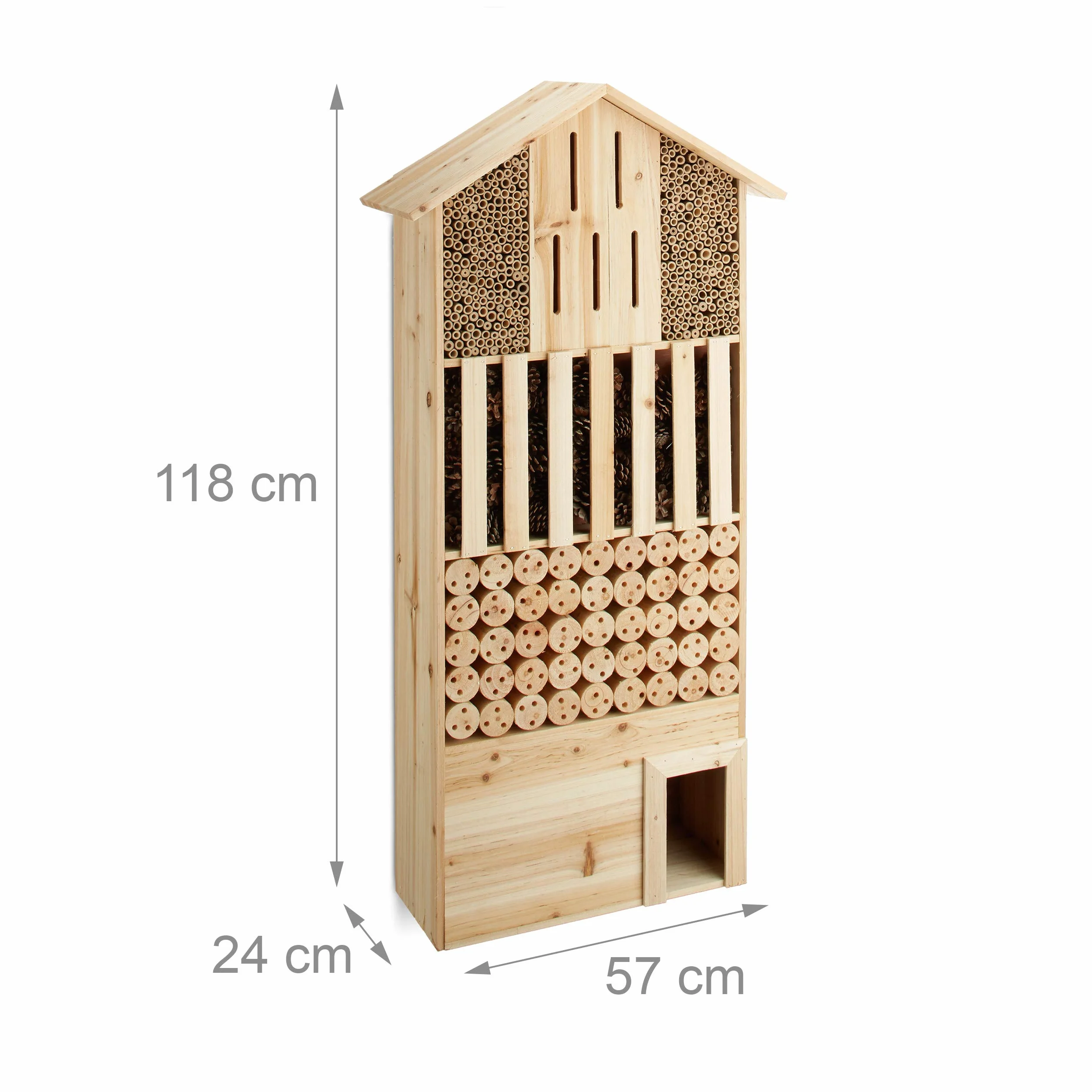 Relaxdays Hôtel à insectes en bois XXL abri abeilles papillon 118 x 57 x 24 cm nature