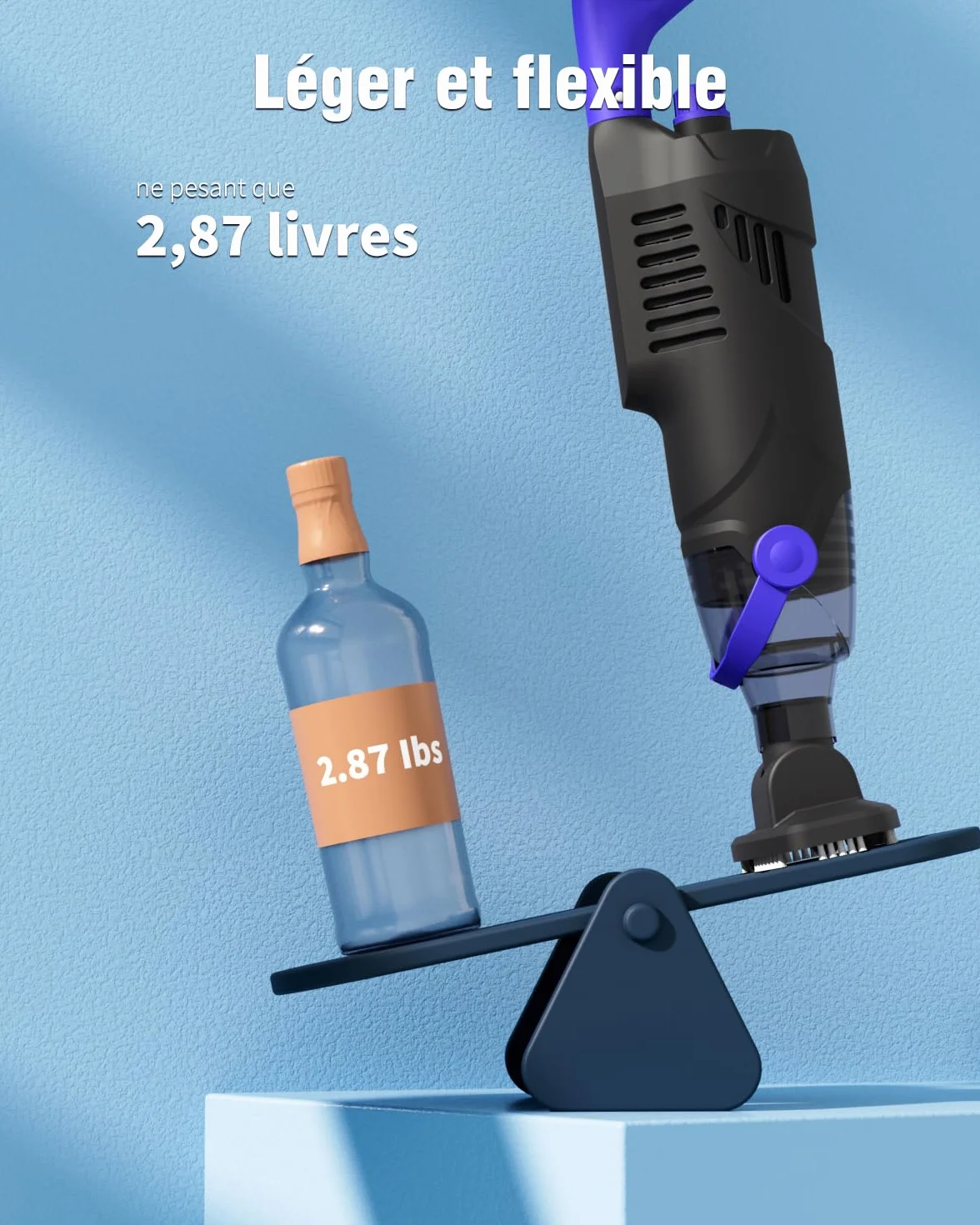 Little Shark Aspirateur de Piscine Hors Sol 60 W 5000 mAh Compact Léger Noir
