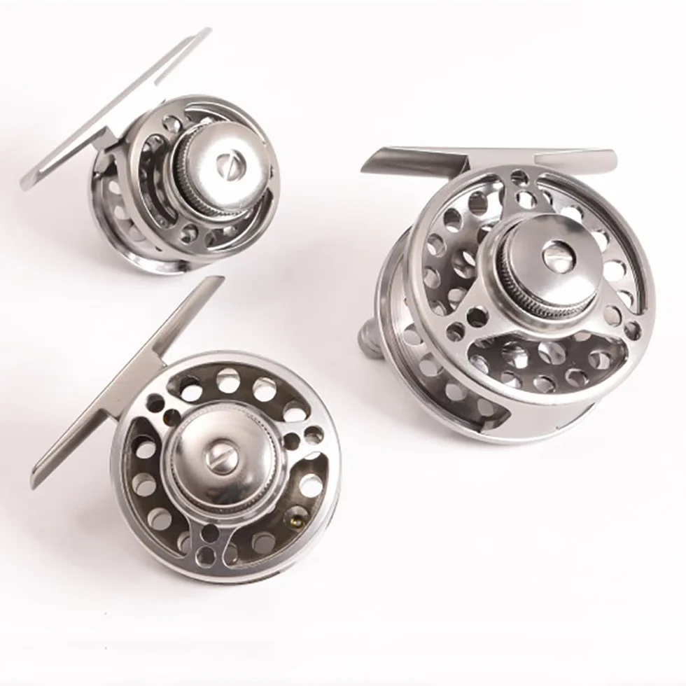 Moulinet de pêche à la mouche en alliage d'aluminium, 2 + 1 BB - Moulinet pour truite, basse, carpe - Taille # 39 mm/49,5 mm/59,5 mm (argent)