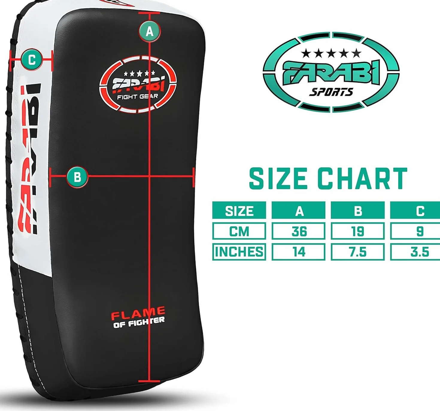 Farabi Sports Boxe Bouclier pour Coaching, Entraînement, Kickboxing Curved Bouclier de Frappe, pao Boxe, Bouclier de Frappe Boxe MMA Muay Thai Kick Pad
