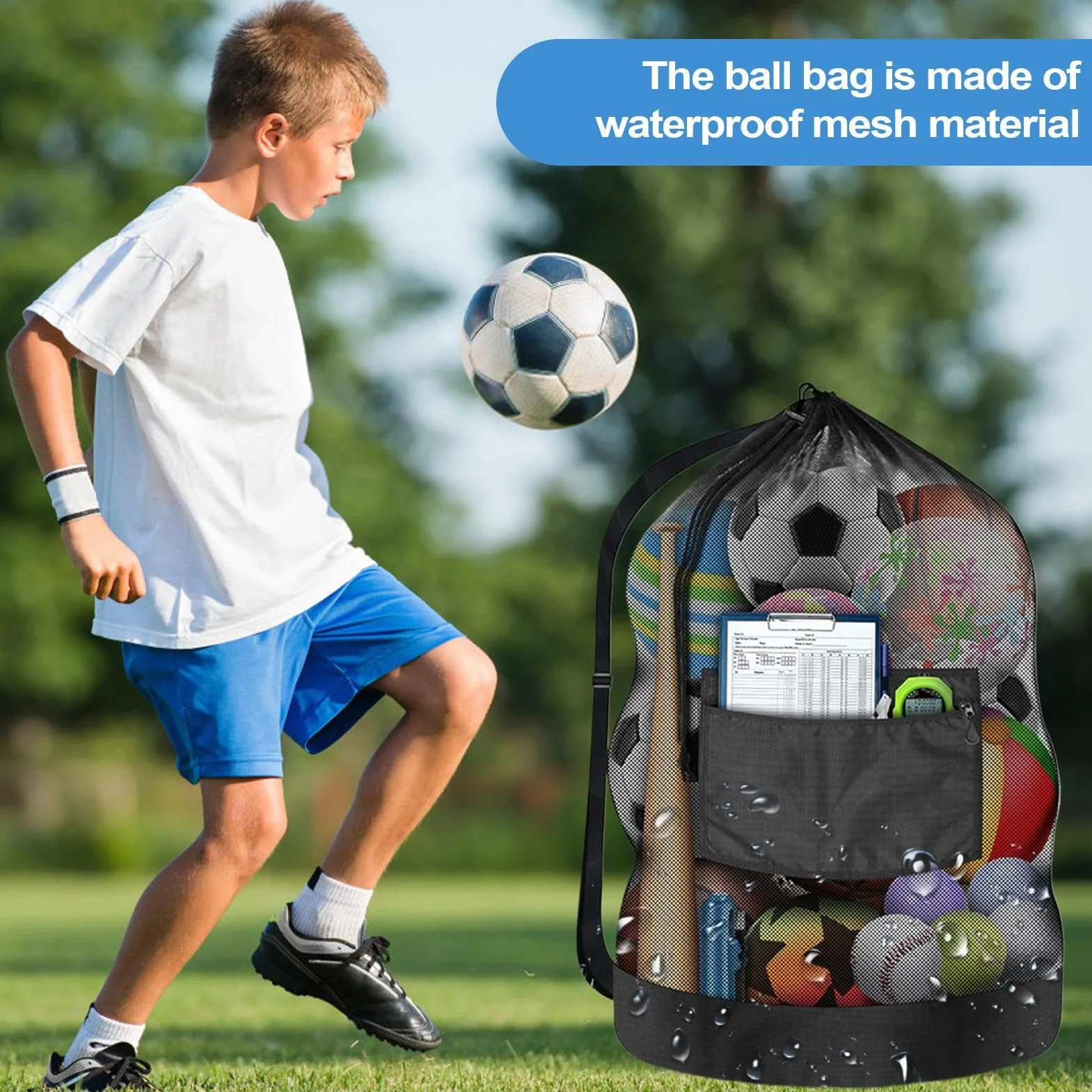 Generico Sac en Filet pour de Plage – Fermeture à Cordon Robuste pour Rangement de Ballons – Accessoires de Sport pour Piscine Gym Volley-Ball