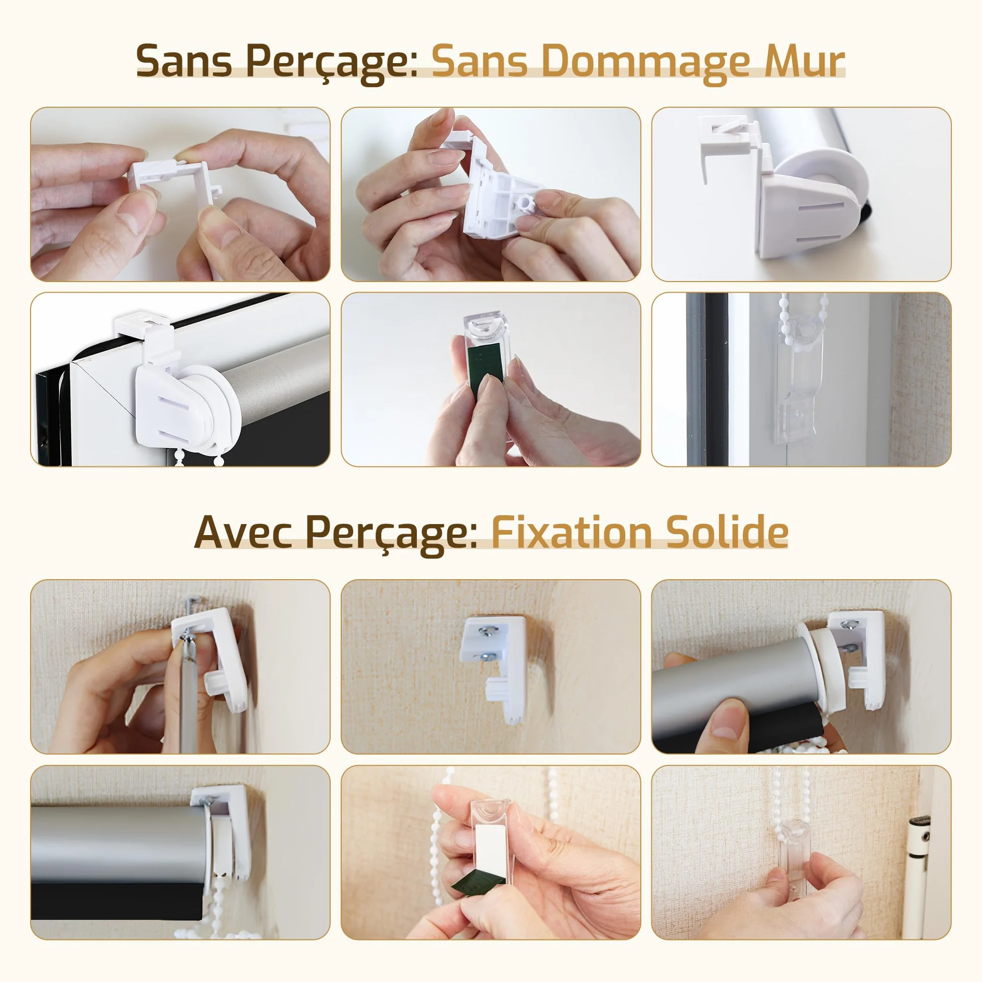 Enrouleur Occultant sans Perçage 100% Opaque Protection Thermique Solaire pour Fenêtre 65x100 cm Noir