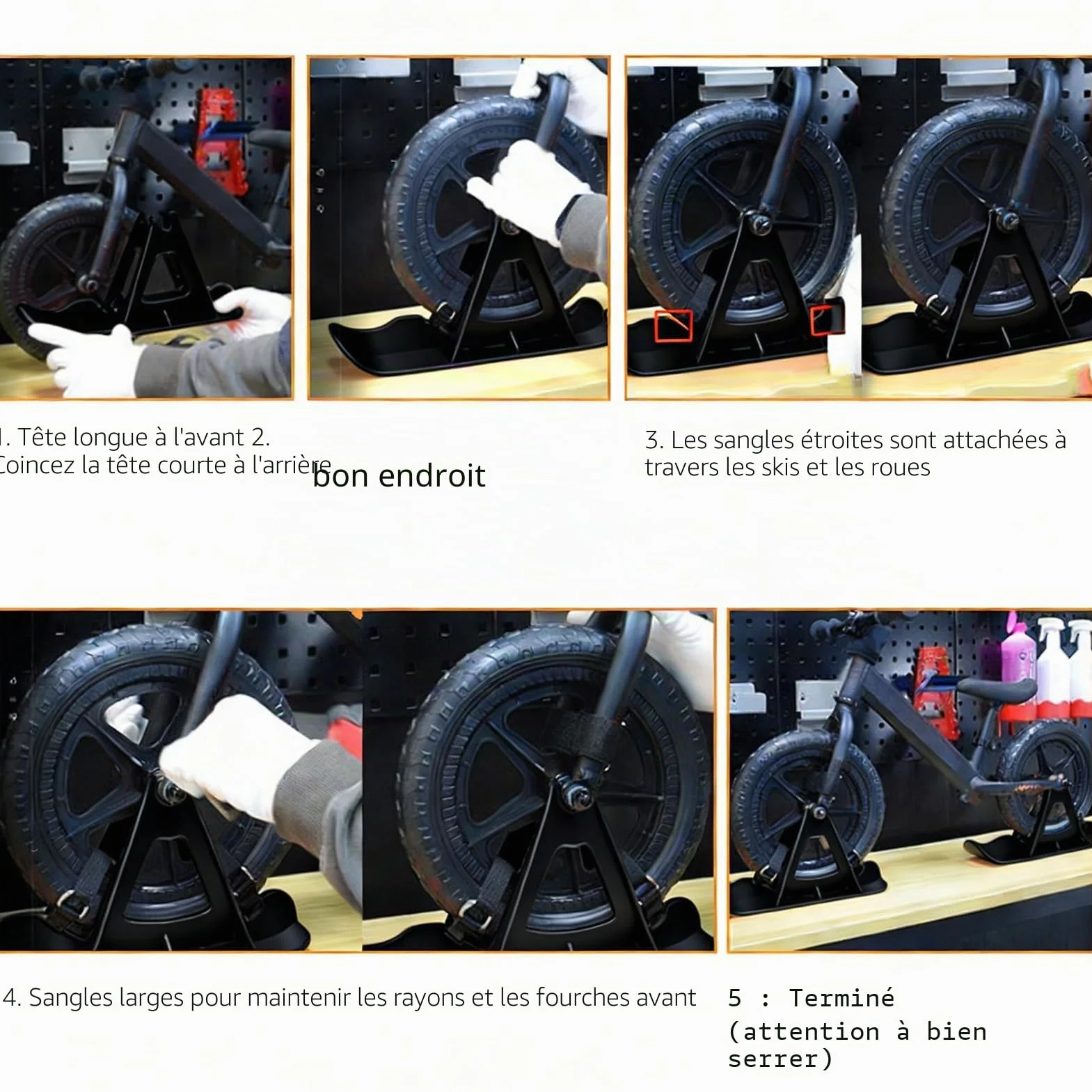 Trottinette à neige multifonctionnelle - Pièces de planche à neige - Patins pour poussette, planche de ski, vélo et roues