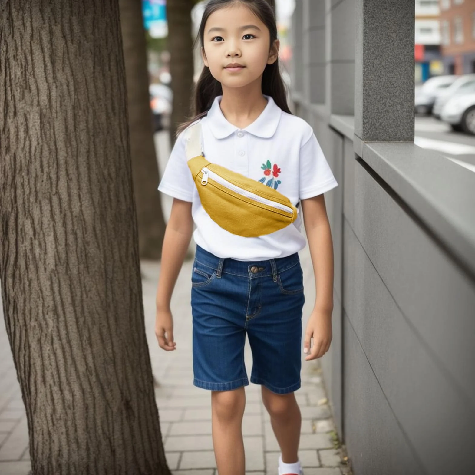 Dzxin Sac Banane en Toile pour Enfants, Sac Banane Unisexe pour Tout-Petits, garçons et Filles, Sac de Poitrine pour ourse à Pied, randonnée, Voyage, Sport (Jaune)