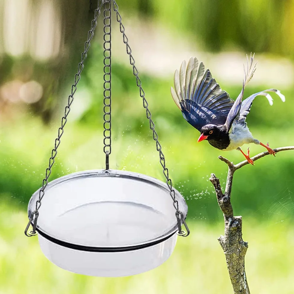 Mangeoire Oiseaux Exterieur Suspendre Métal Noir pour Oiseaux Sauvages Jardin Balcon