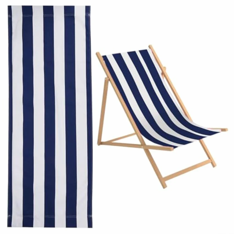 Housses de chaise de rechange en tissu polyester rayées 120 x 44 cm pour chaise longue de plage extérieur