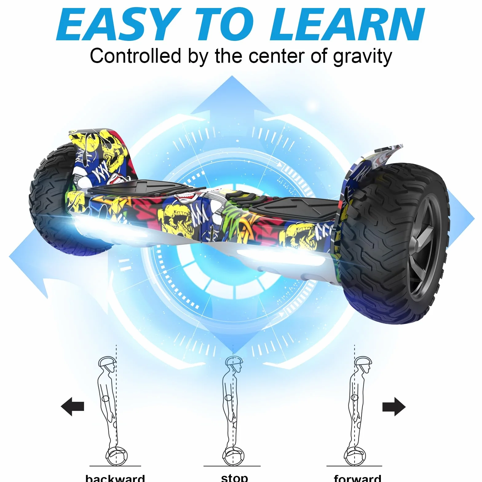 RCB Hoverboards SUV Auto-équilibré, APP contrôle Fonction, Hoverboard de 8,5 Pouces Bluetooth+ Hoverkart Go Kart，Cadeau pour Enfants et Adolescents
