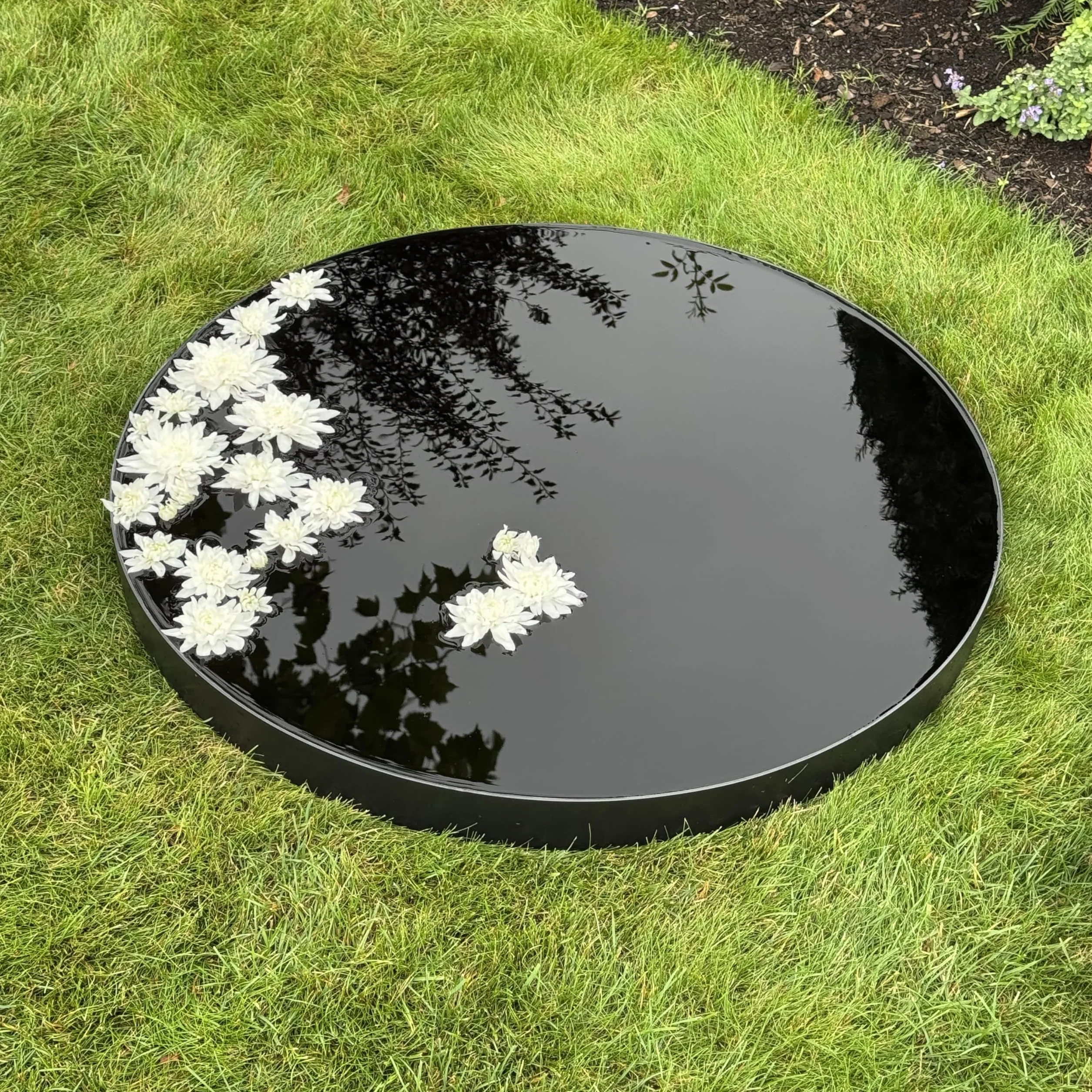 Bassin de Jardin Rond 80, Miroir d'Eau Décoratif pour Terrasse et Pelouse