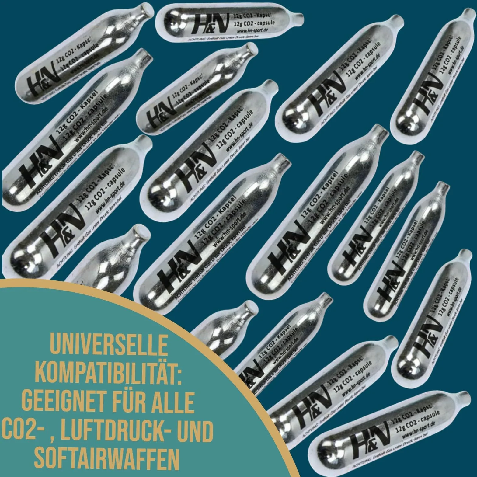 H&N Sport Capsules CO2 12 g Lot de 20 - Cartouches pour Pistolet Airsoft Paintball Fusil à Air Comprimé