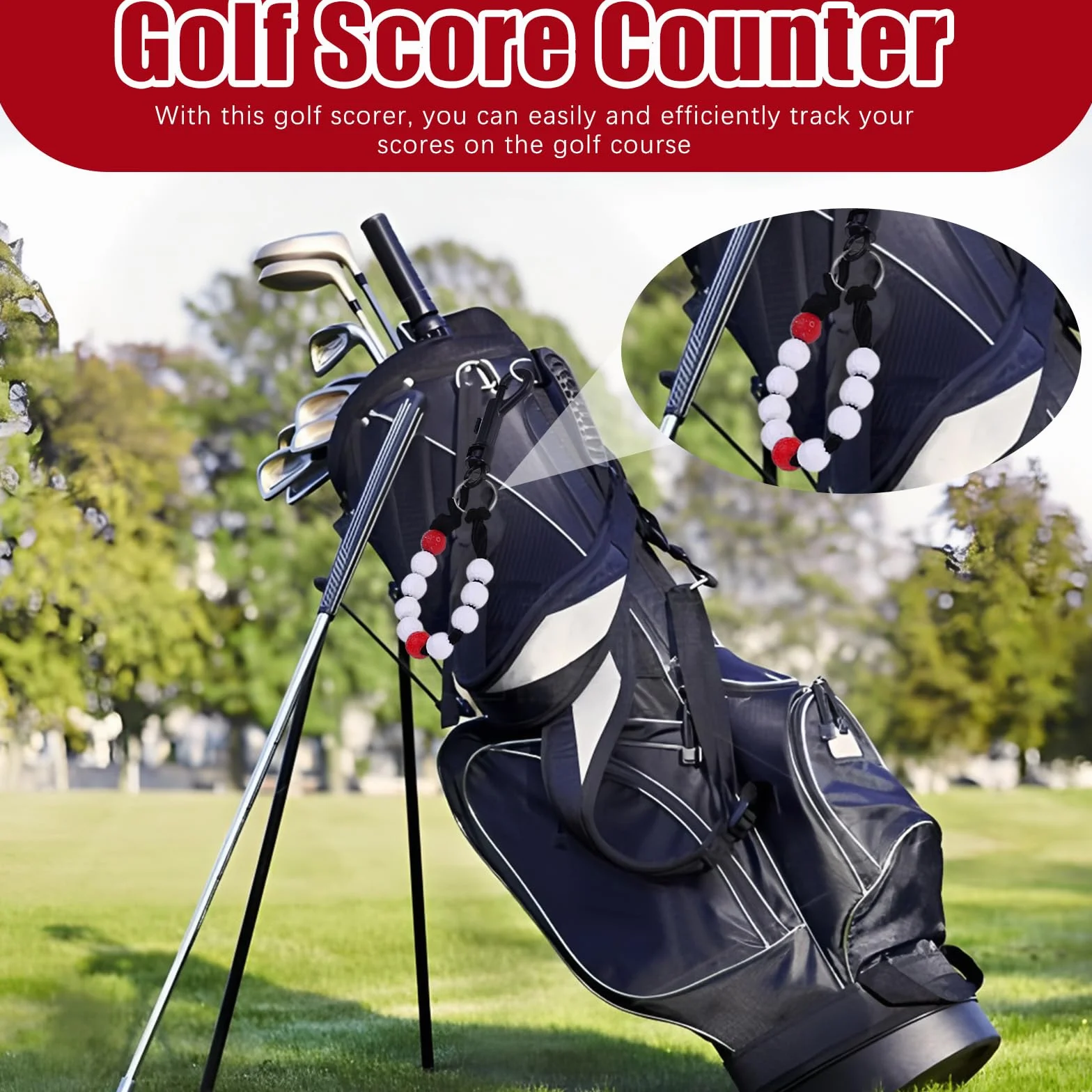 Compteur de Coups de Golf 2 Pièces, Compteur de Perles Portables avec Pince pour Sports de Plein Air