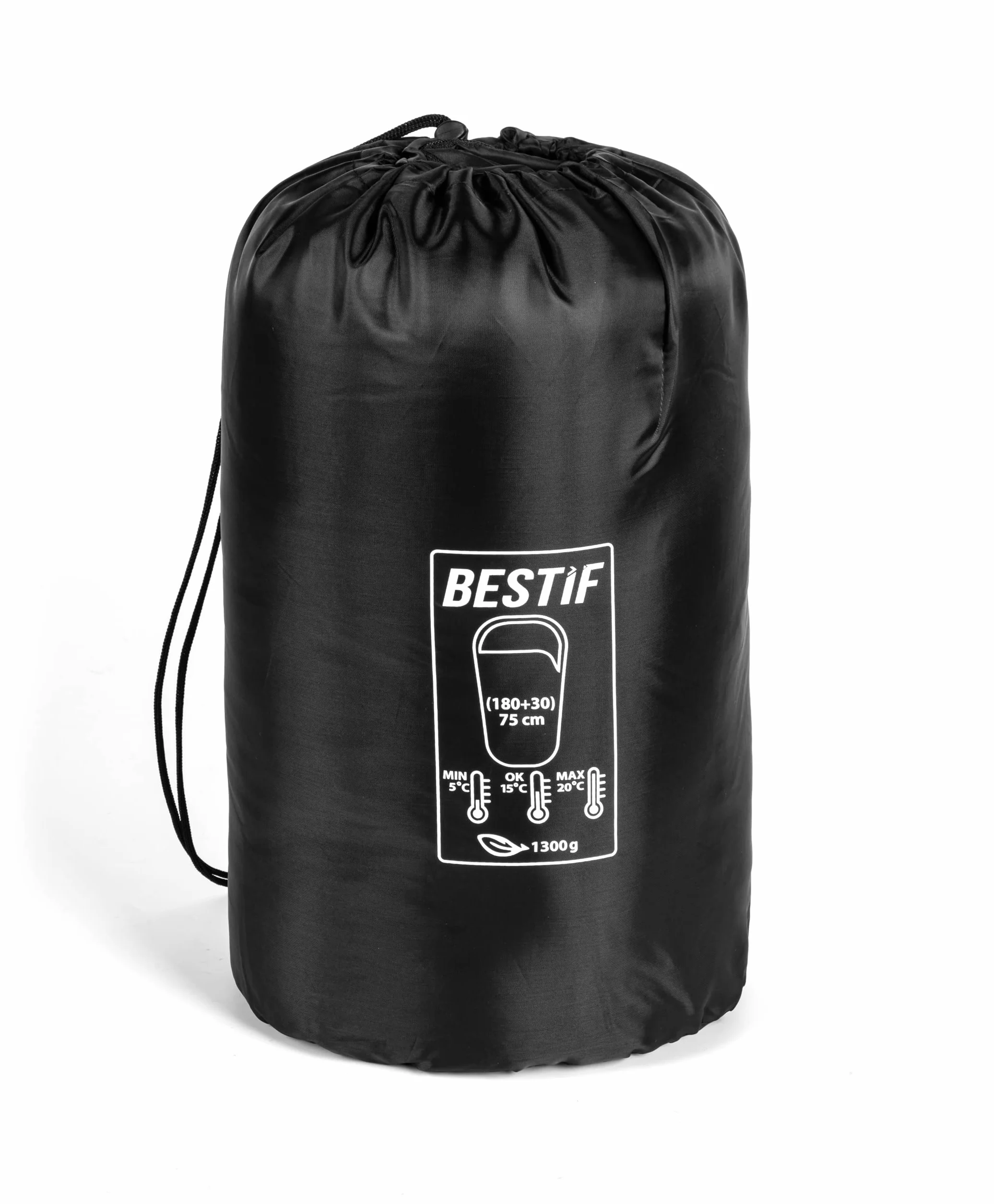 Sac de couchage pour camping - Sac de couchage de plein air - Sac de couchage d'été imperméable ultra-léger avec petit sac de rangement - Sac de transport inclus - 210x75cm (Noir, 210 x 75 cm)