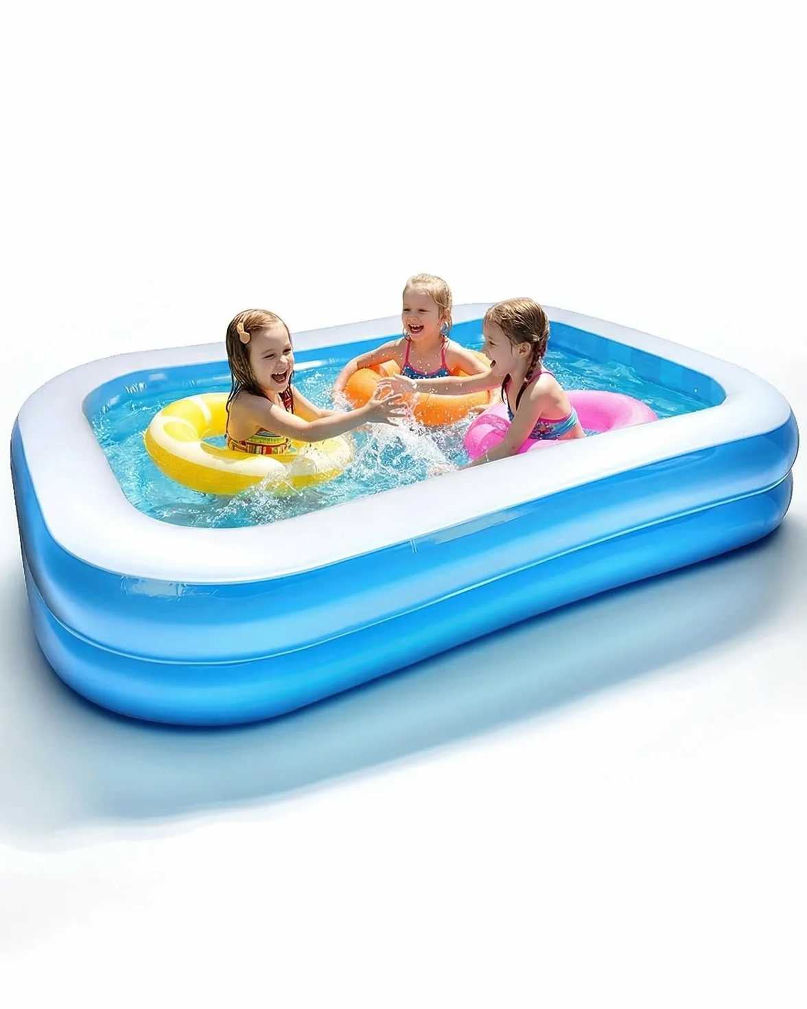 Piscine Gonflable Rectangulaire 260 x 155 x 45 cm, Grande Piscine pour Enfants Adultes, Bassin Pliable Extérieur Jardin