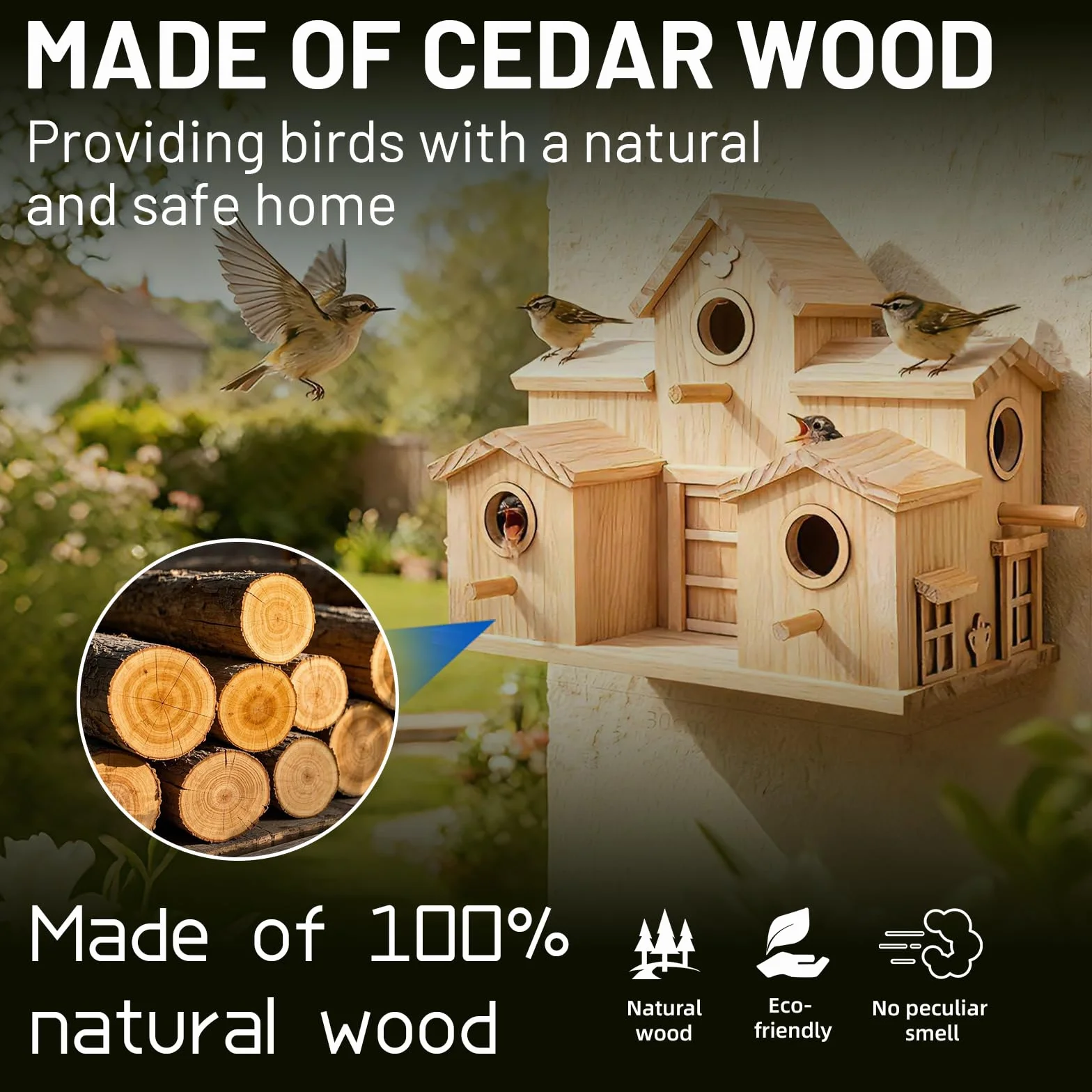 Nichoir en bois pin naturel maison de jardin décorative