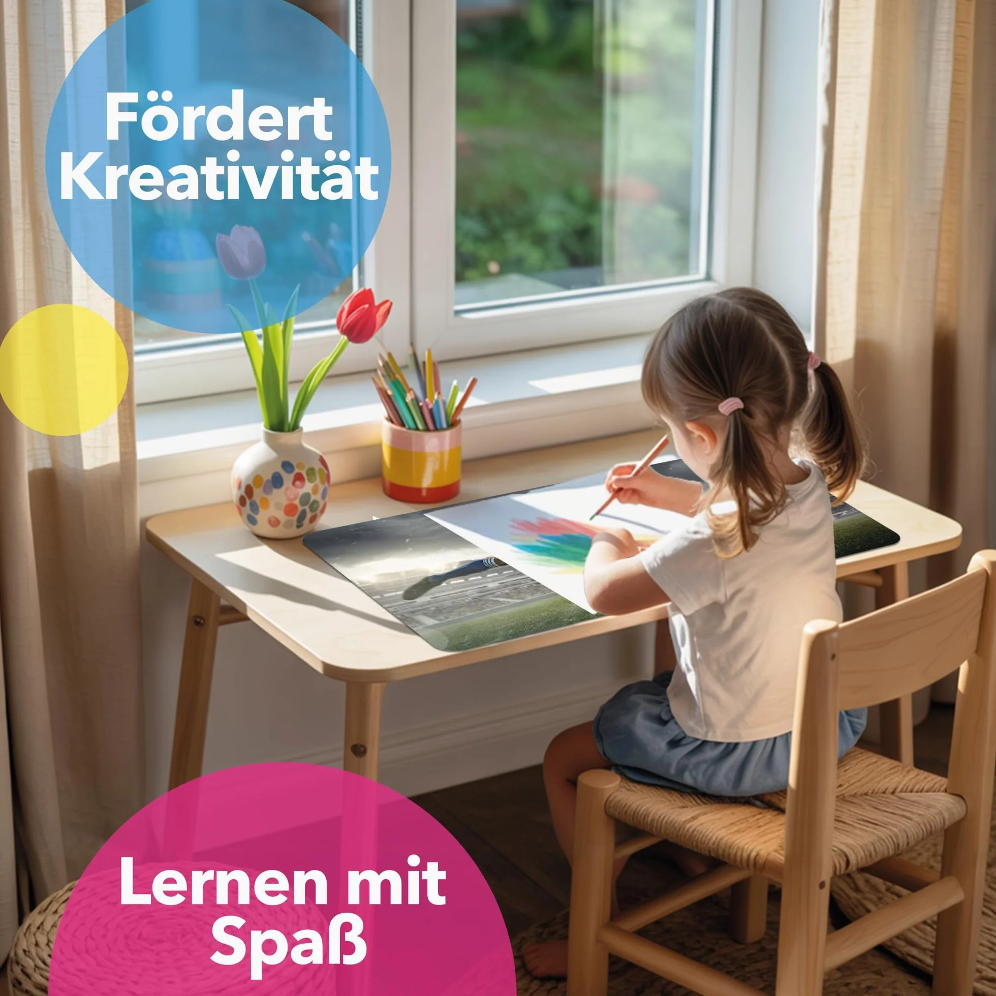 Lineo Tapis de Bureau Éducatif Enfant Imperméable Antidérapant 70x40 cm