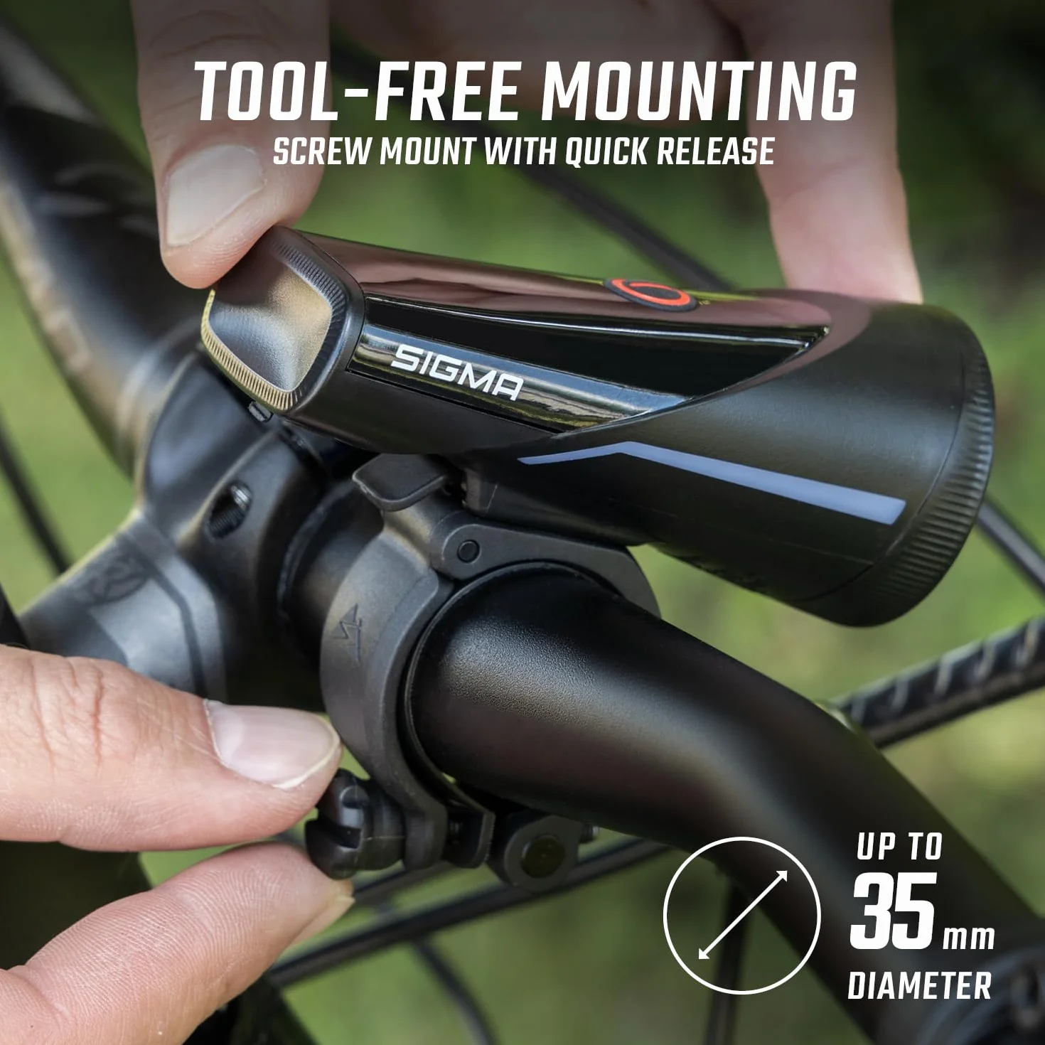 SIGMA Kit d'éclairage vélo Aura 100/Blaze Link (Support à vis) | Fonction de couplage innovante Eclairage vélo à LED 100 lux à l'avant | Feu arrière avec Fonction feu Stop