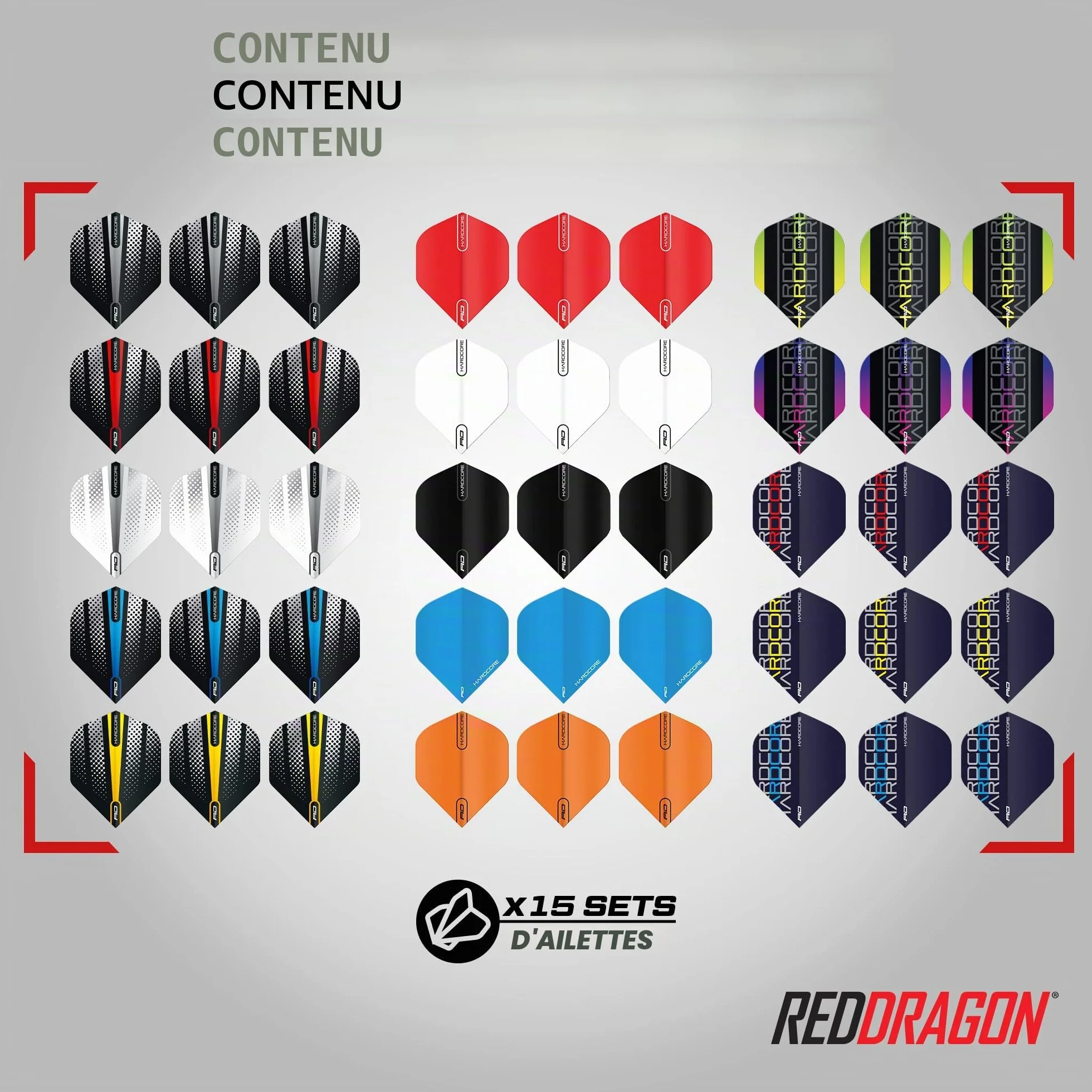 RED DRAGON Lot de 200 Accessoire de Flechettes Professionnelle - Ailettes pour Fléchettes, Tiges, Pointe, et Plus | Convient aux Fléchette Pointe Souple et aux Flechette Pointe Acier