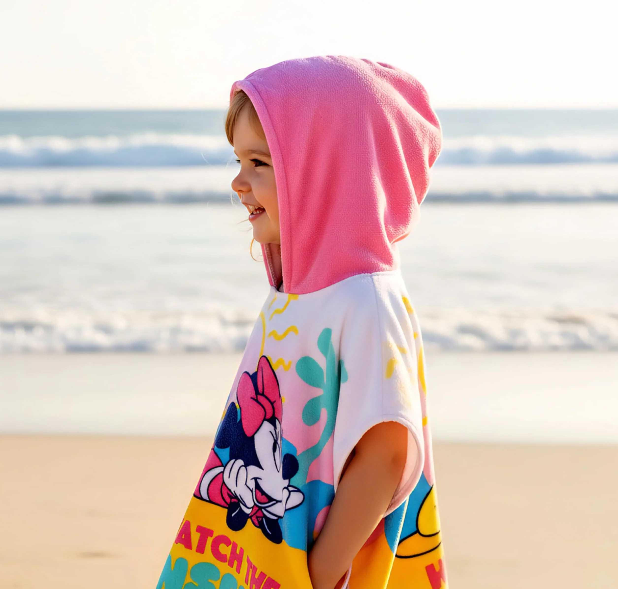 Ellepi peignoir de plage poncho enfant Disney fille coton Minnie Topolino Sirène Cars taille unique