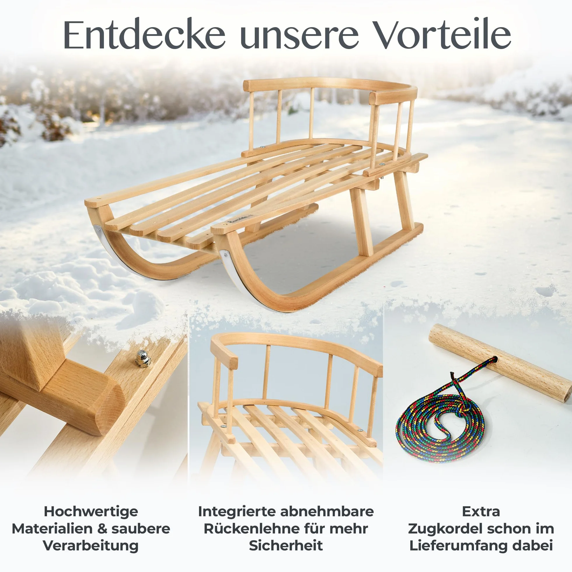 BambiniWelt by Rafael K. Davoser Luge en bois pour enfant avec dossier 90 cm