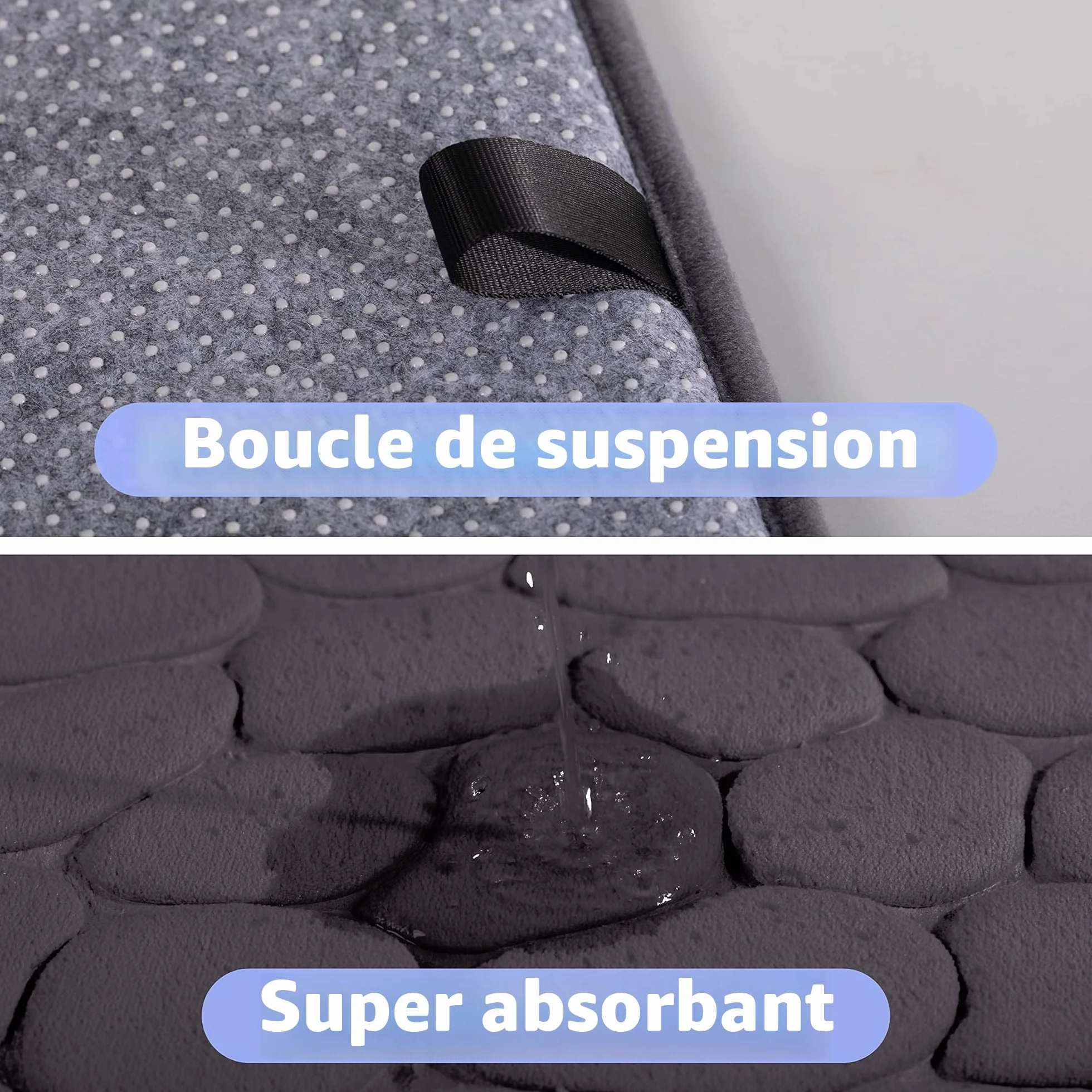 Tapis de Bain en Mousse à Mémoire de Forme Antidérapant 43 x 61 cm Gris foncé