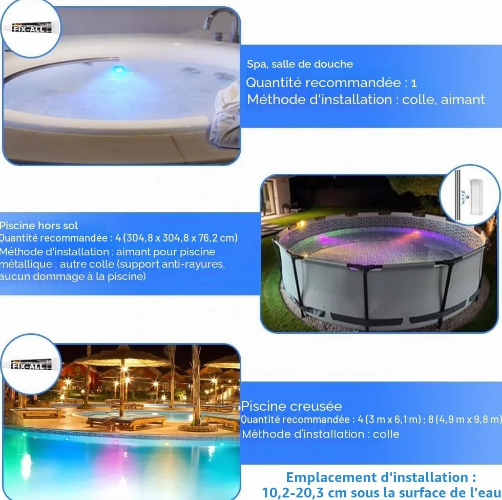 Lampes LED Submersibles Rechargeables IP68, Lot de 2, 16 Couleurs, Télécommande, Fixation Magnétique, HL Lumière