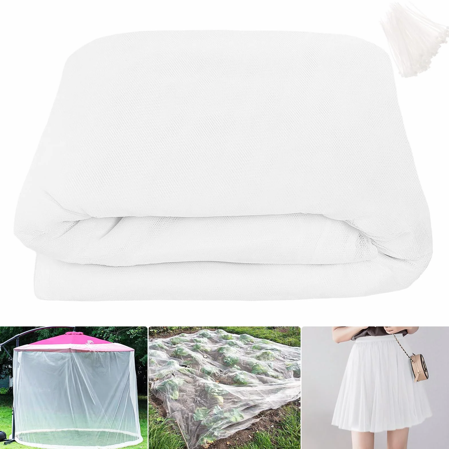 Tissu moustiquaire,Toile Moustiquaire Exterieur -Filet Anti Moustique de Contre Insectes et Oiseaux pour Balcons Pergola Parasol Jardin Tonnelle Piscine et Fenêtres(3 m x 10 m, Blanc)
