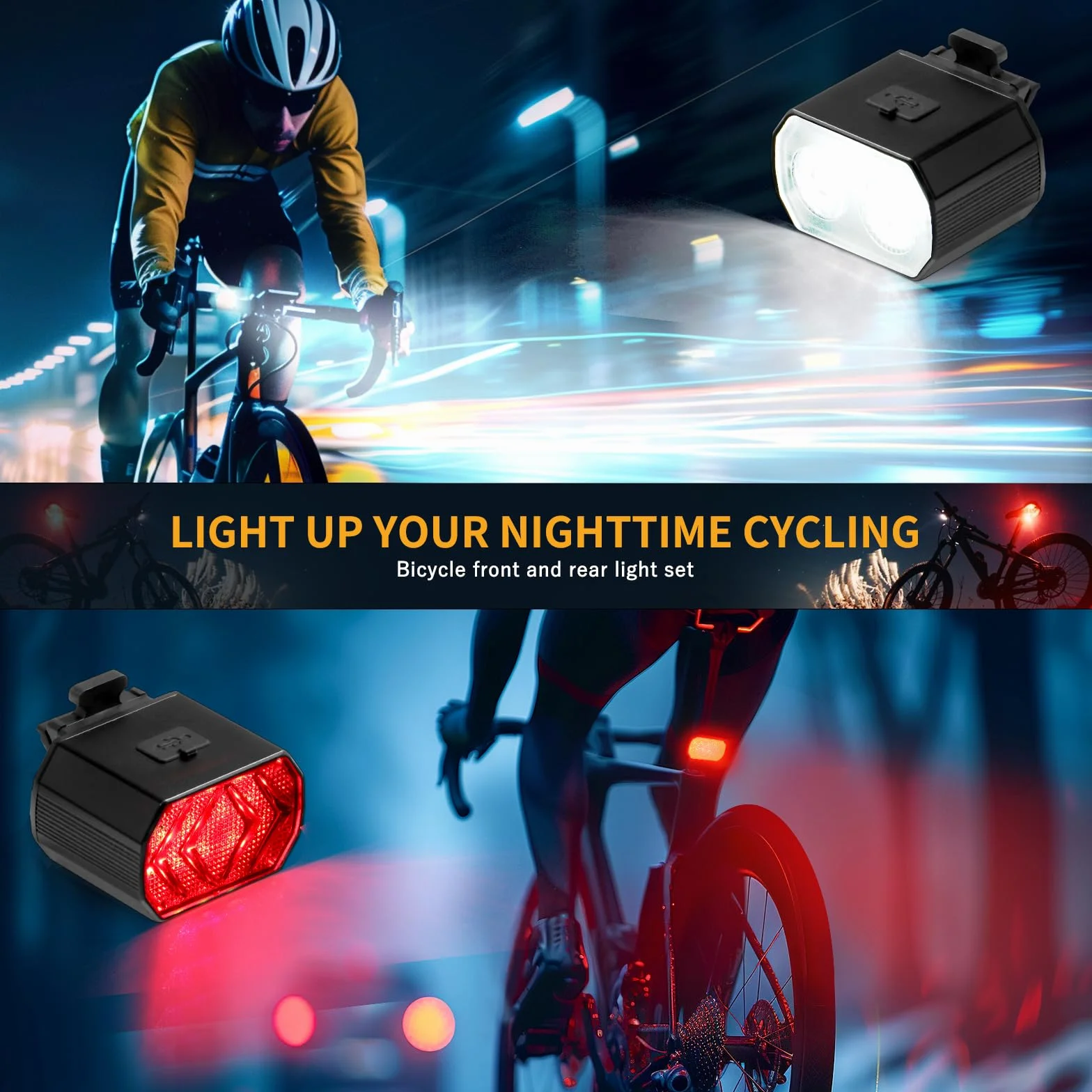 Blendura Lumiere Velo Avant et Arriere, Lampe Velo LED Rechargeable par USB 6 Modes D'éclairage, Lumière Velo Convient aux vélos de Montagne et aux bicyclettes