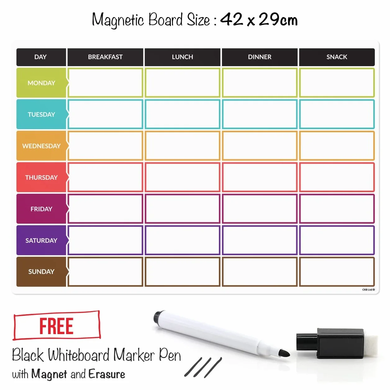 CKB Ltd Tableau Frigo Magnétique A3 Planificateur Repas Sain pour Cuisine