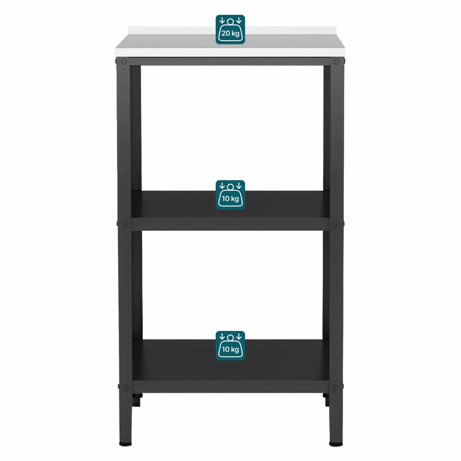Étagère d'Extérieur Bolognano 3 Niveaux Acier 92 x 50 x 50 cm Noir Mat Argent