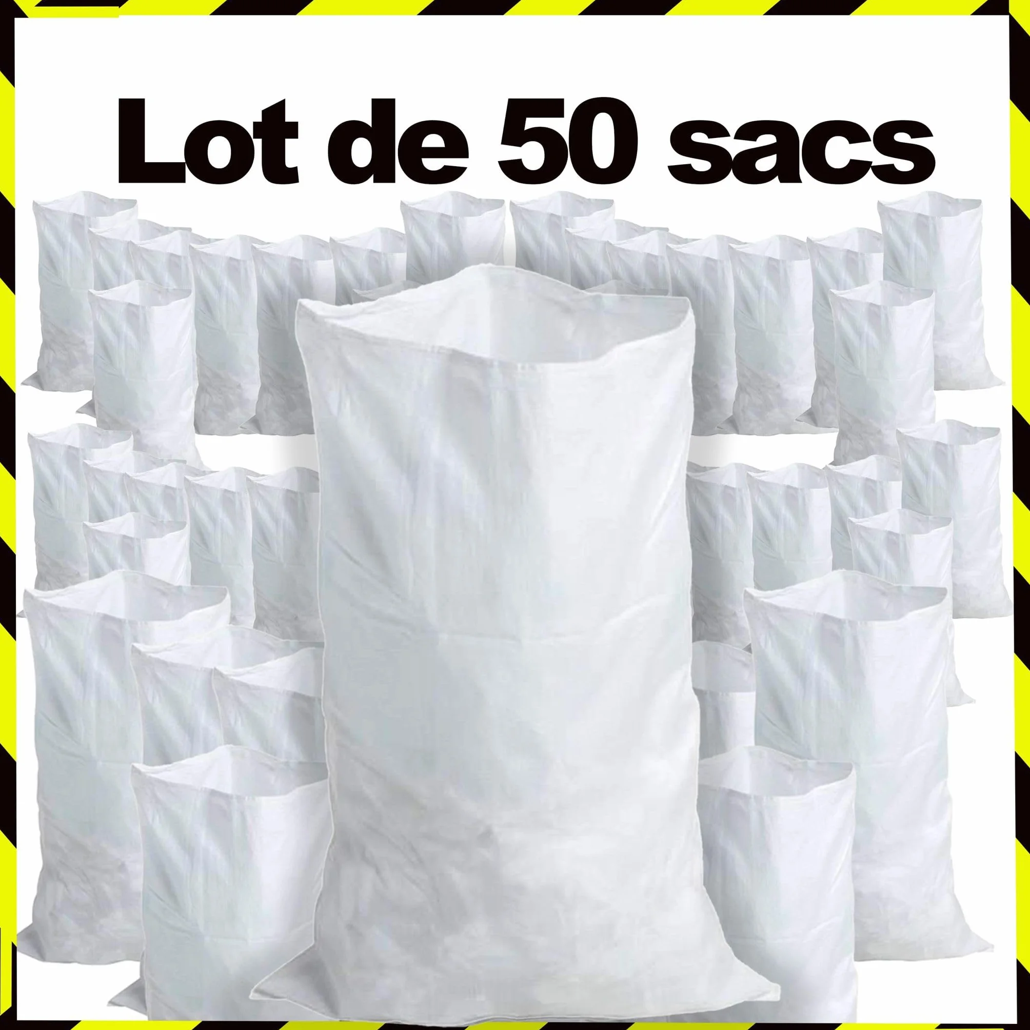 Sacs à Gravats 55 x 95cm 55kg Polypropylène Tissé Blanc Jardinage Chantier