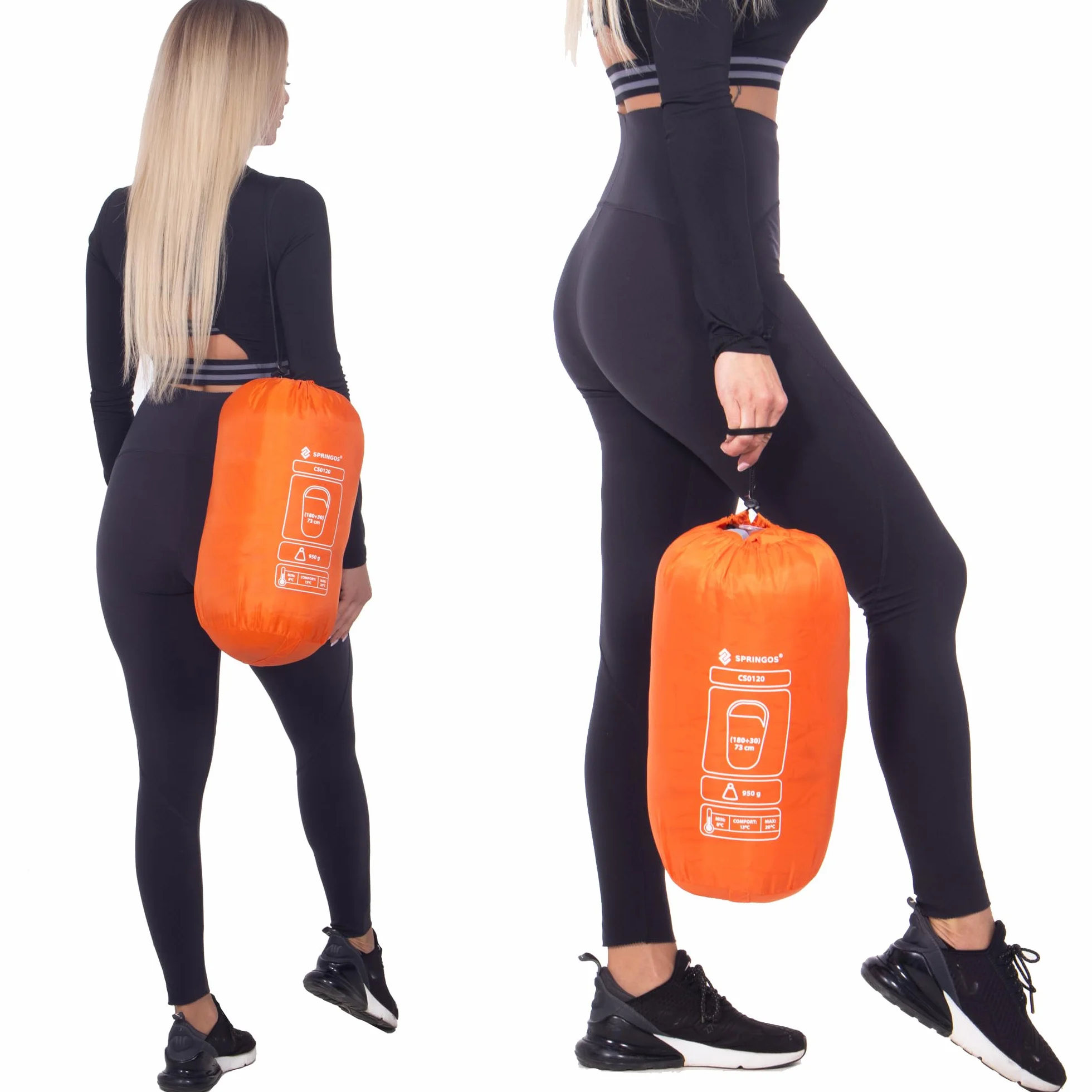 SPRINGOS Mumie Sac de Couchage, 73 x 210 cm, avec Sac de Rangement, pour randonnée, Pique-Nique, Camping, Festival, avec Capuche