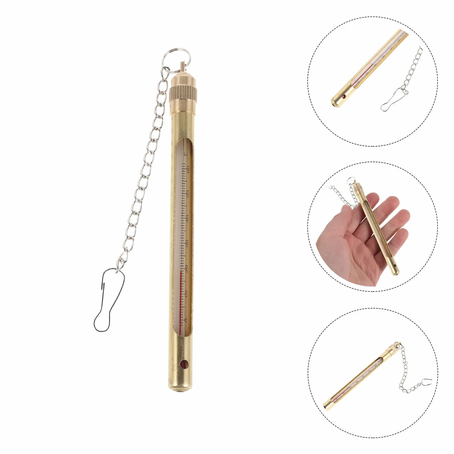 Thermomètre pour Eau de Rivière en Cuivre 0-60℃ – Manomètre de Température pour Pêche en Extérieur, Compact et Résistant aux Intempéries