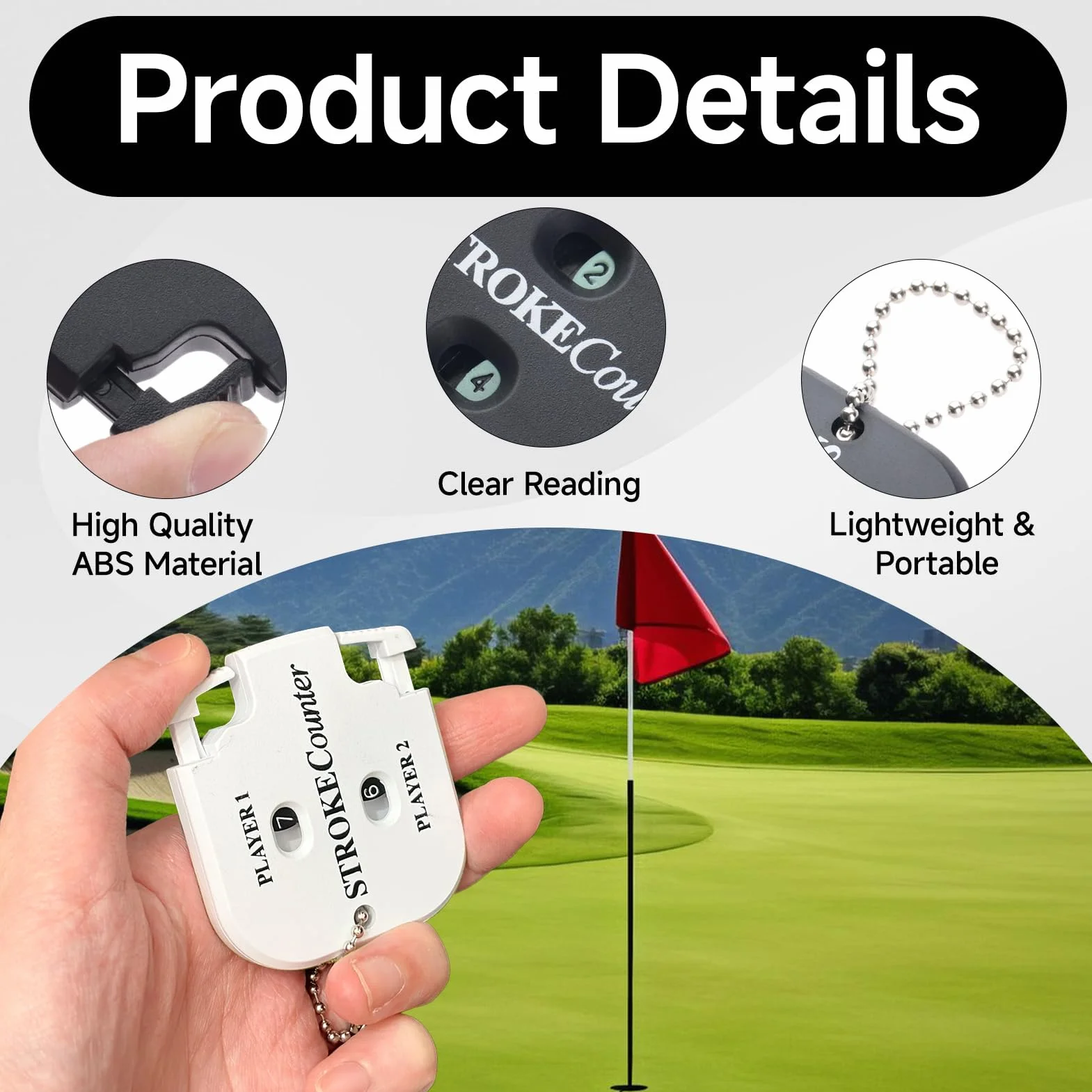 Compteur de Score de Golf Portable 2 Pièces avec Mousquetons