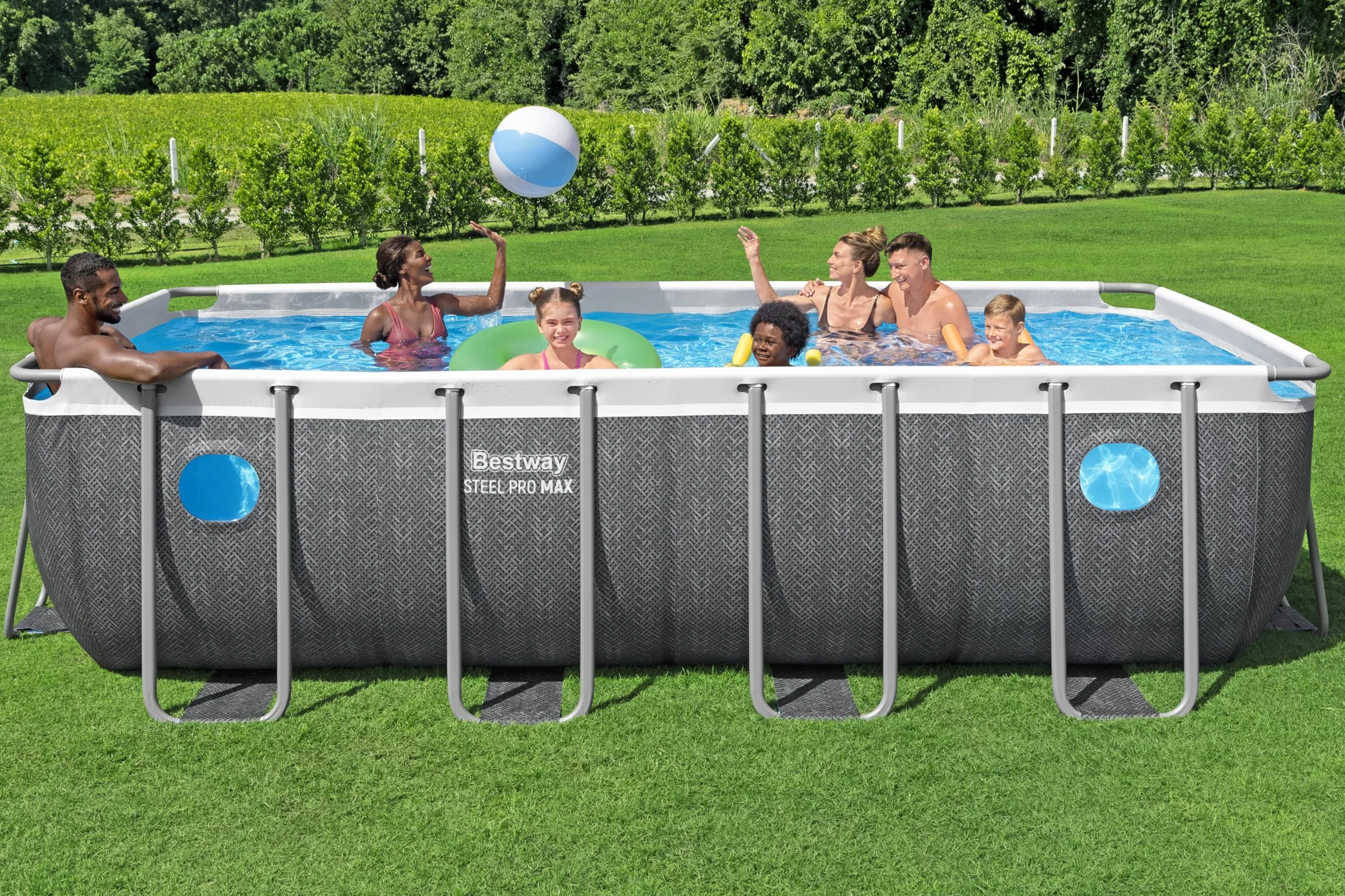Bestway Steel Pro Max Splashview Piscine Hors Sol Rectangulaire 488x244x122 cm Gris