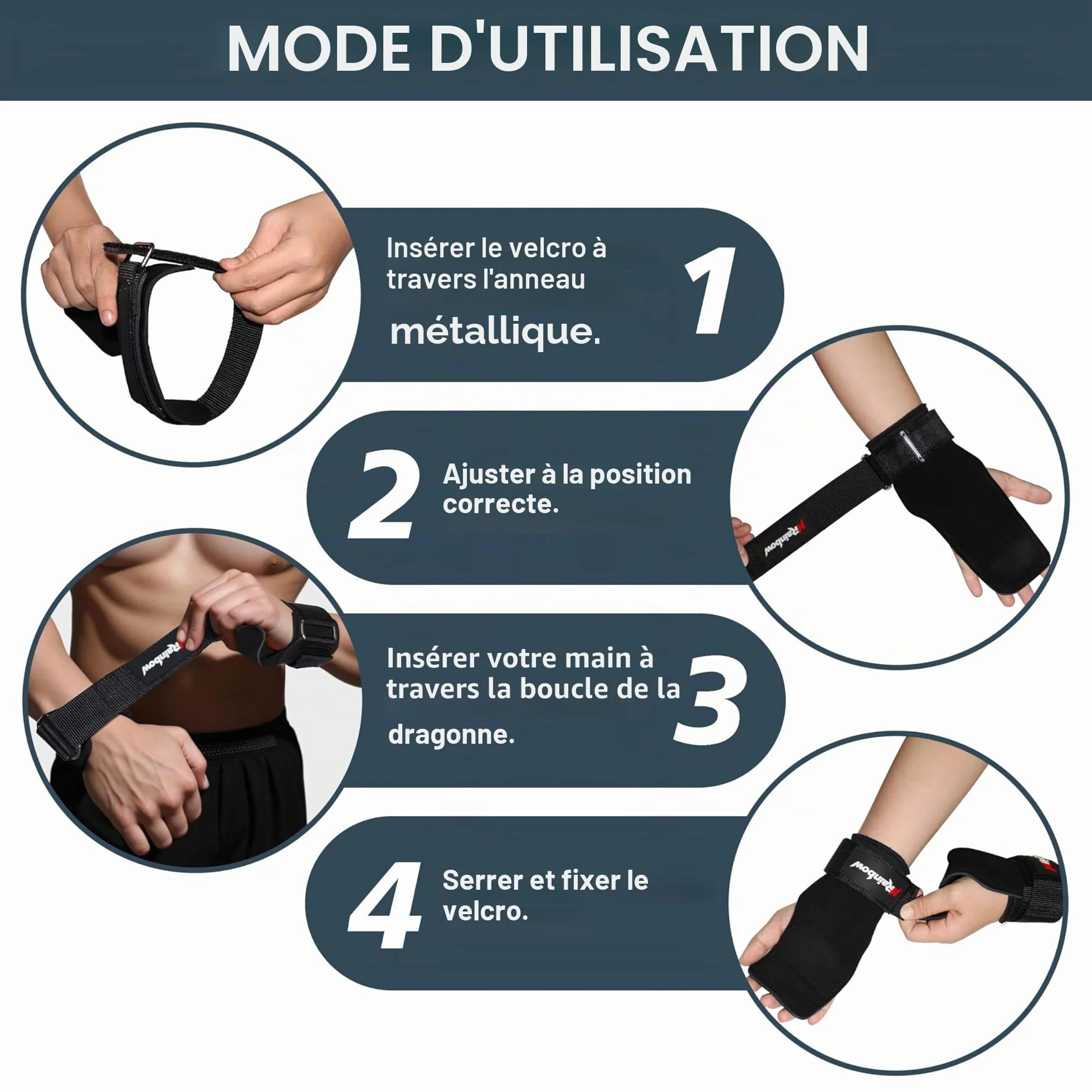 Sangles de Poignet d'Haltérophilie en Cuir Double Couche pour Hommes Femmes - Paire