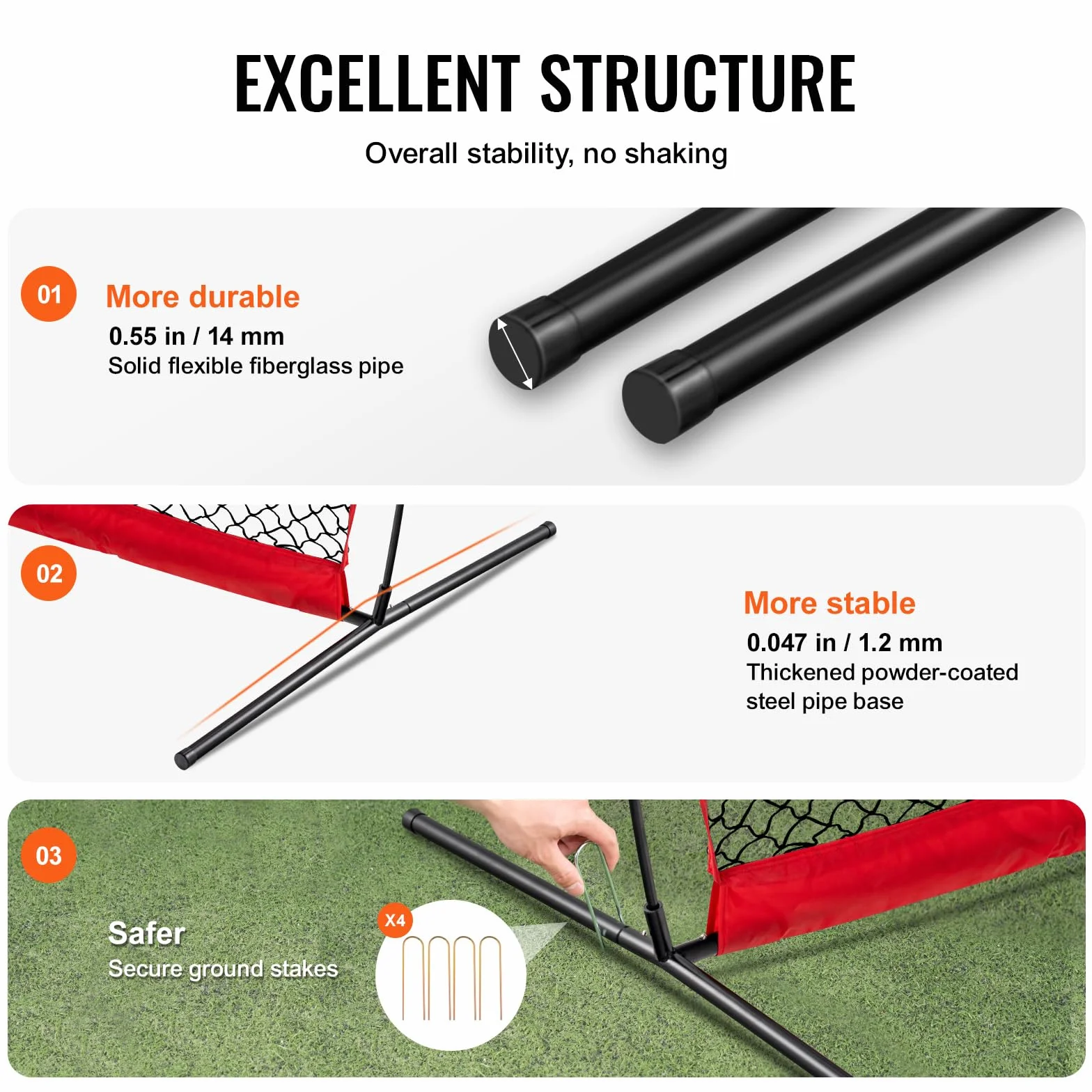 VEVOR Filet d'Entraînement de Baseball Softball 620x314 cm, Filet de Protection Pare-Ballons Portable avec Sac de Transport, Équipement d'Entraînement pour Receveur Crosse, Football, Hockey, Jardin