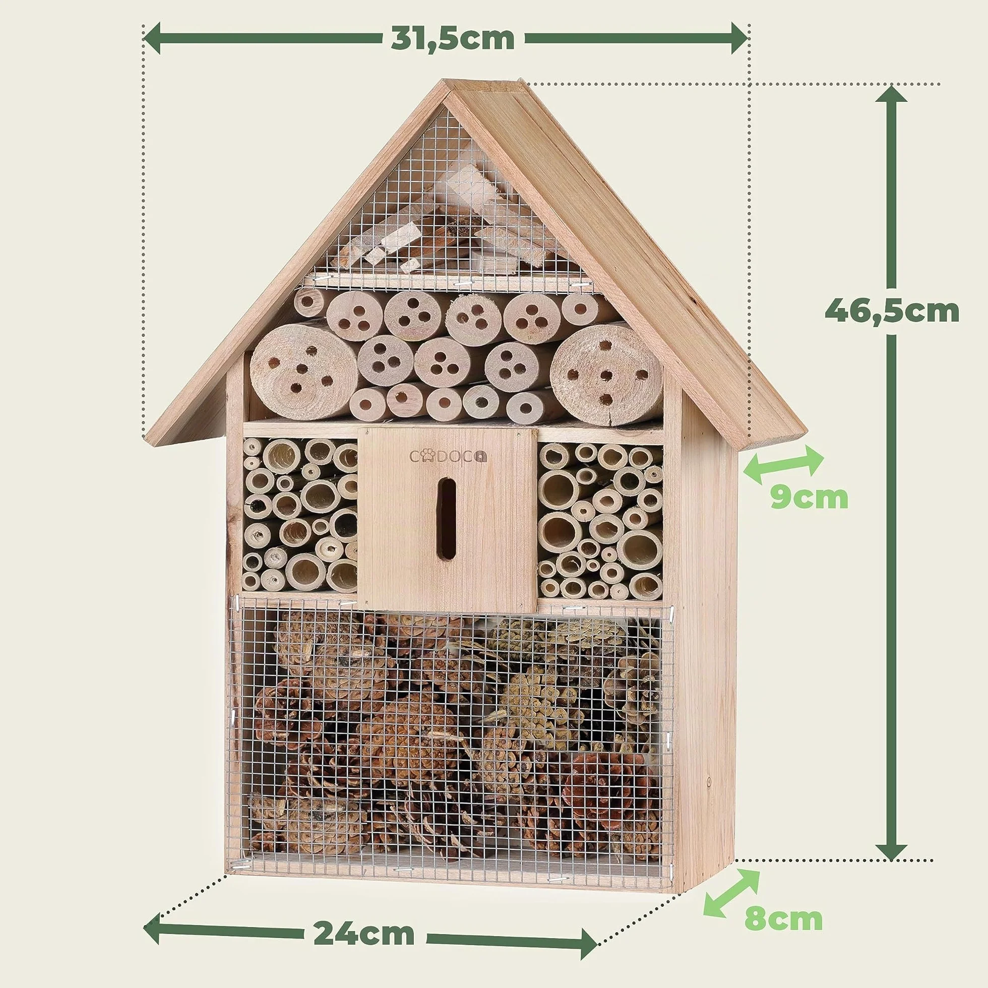 Hôtel à Insectes XXL en Bois Naturel 48x31x10 cm Maisonnette abri Refuge pour Abeille Coccinelle Papillon
